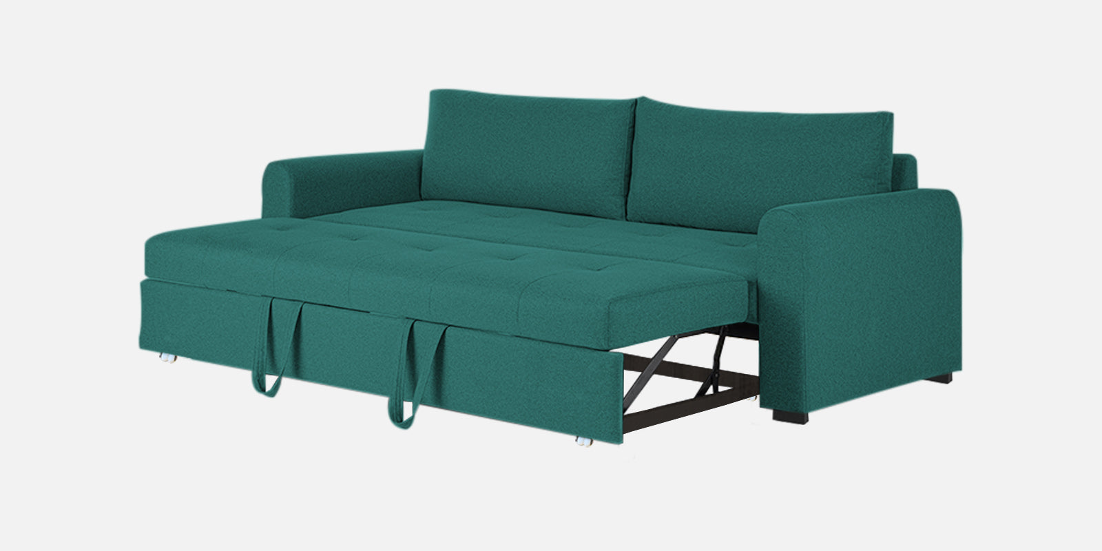 Sigma Fabric 3 Seater Pull Out Sofa Cum Bed In Sea Green Colour - Febonic Living