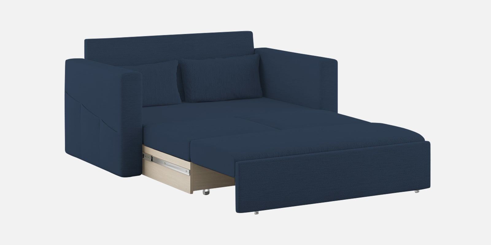 River Fabric 2 Seater Pull Out Sofa Cum Bed In Denim Blue Colour - Febonic Living