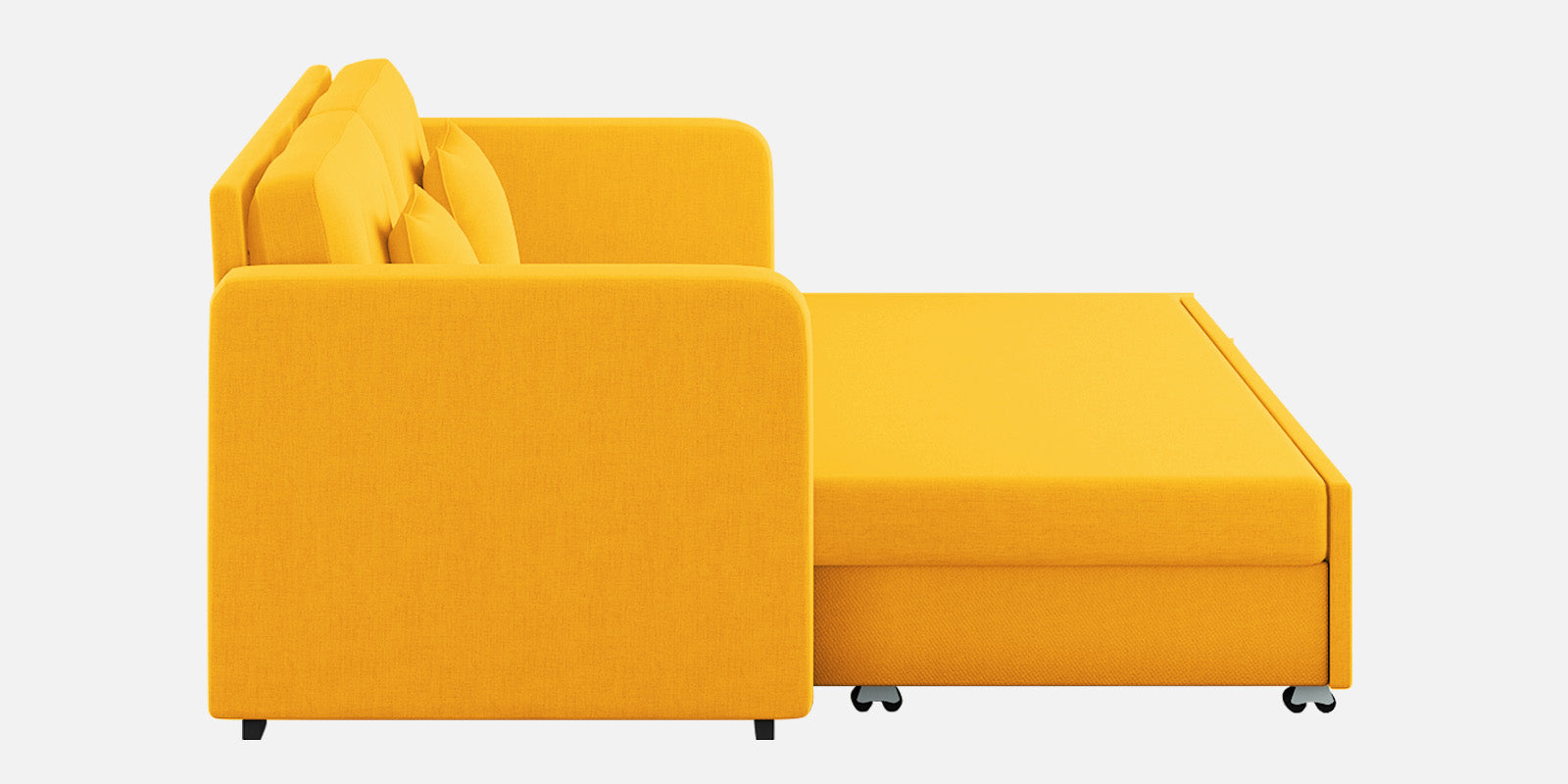 Rocky Fabric 3 Seater Pull Out Sofa Cum Bed In Bold Yellow Colour With Storage - Febonic Living