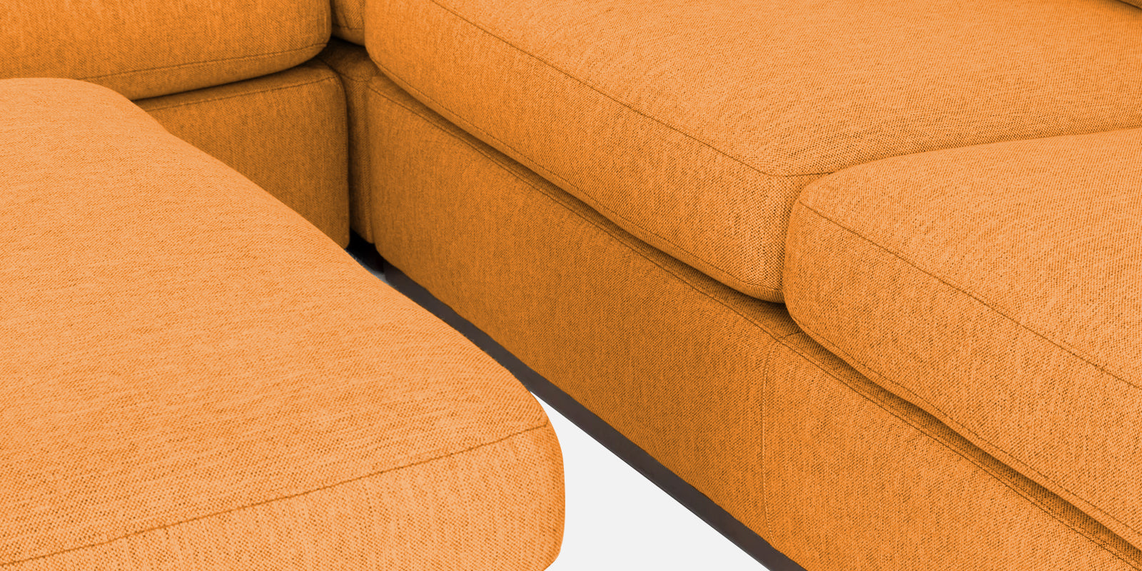Freedom Velvet 6 Seater RHS Corner Sofa In Tangerine Orange Colour With Ottoman - Febonic Living