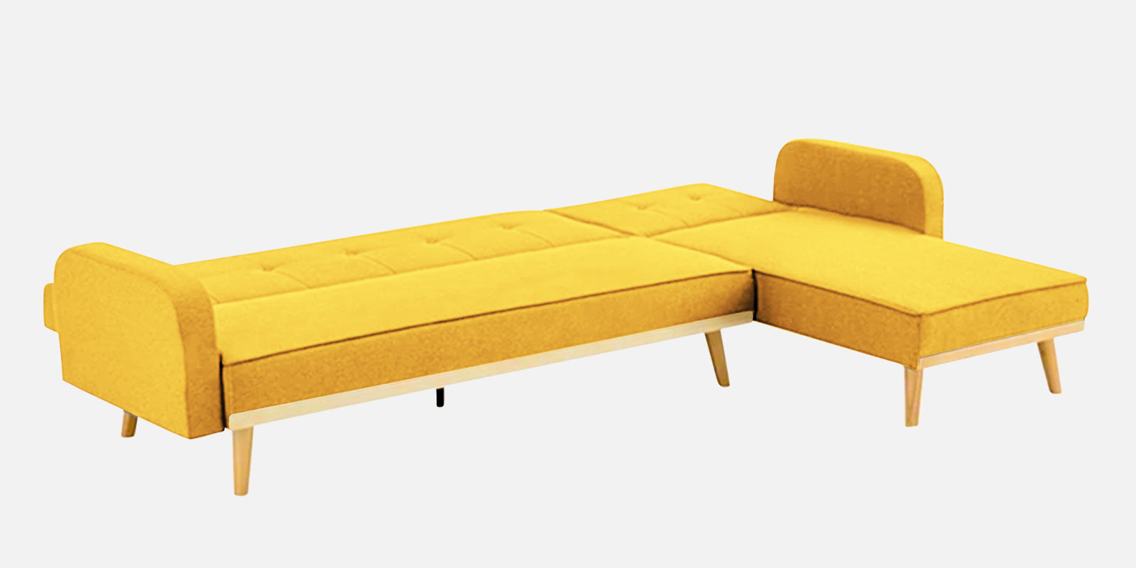 Zuno Fabric RHS Convertible Sofa Cum Bed In Bold Yellow Colour - Febonic Living