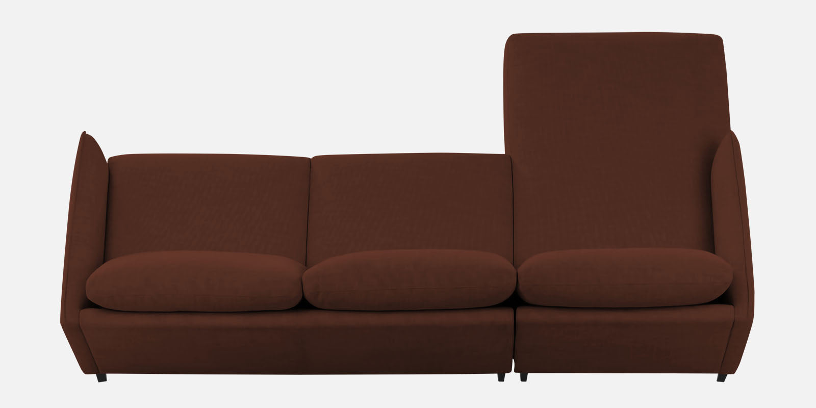 Piku Fabric RHS Sectional Sofa (3+Lounger) In Coffee Brown Colour - Febonic Living