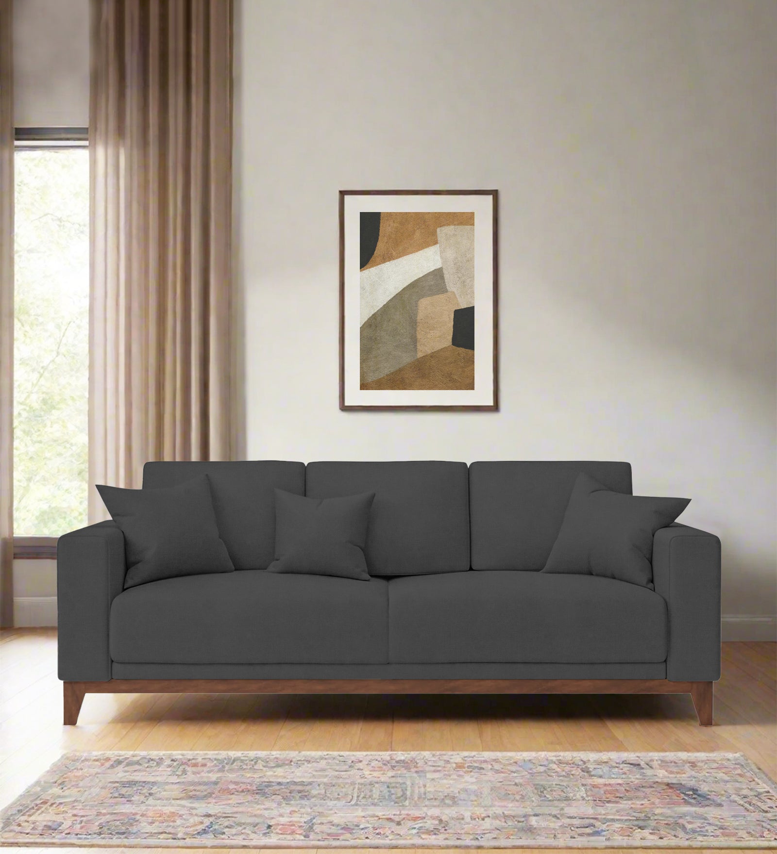Luca Fabric 3 Seater Sofa In Stone Grey Colour - Febonic Living