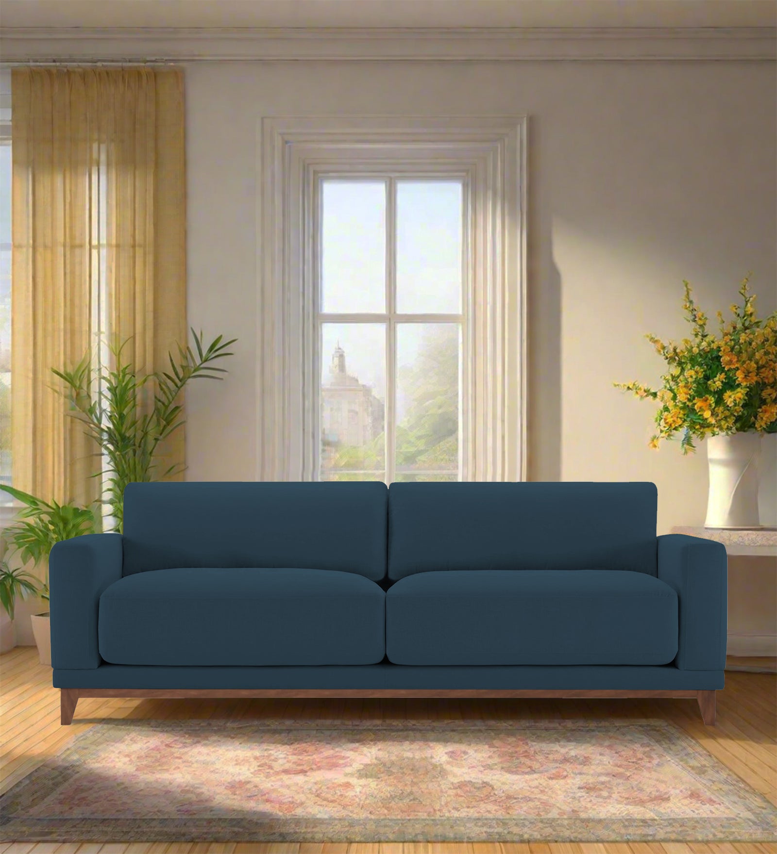 Esha Fabric 3 Seater Sofa In Cool Blue Colour - Febonic Living