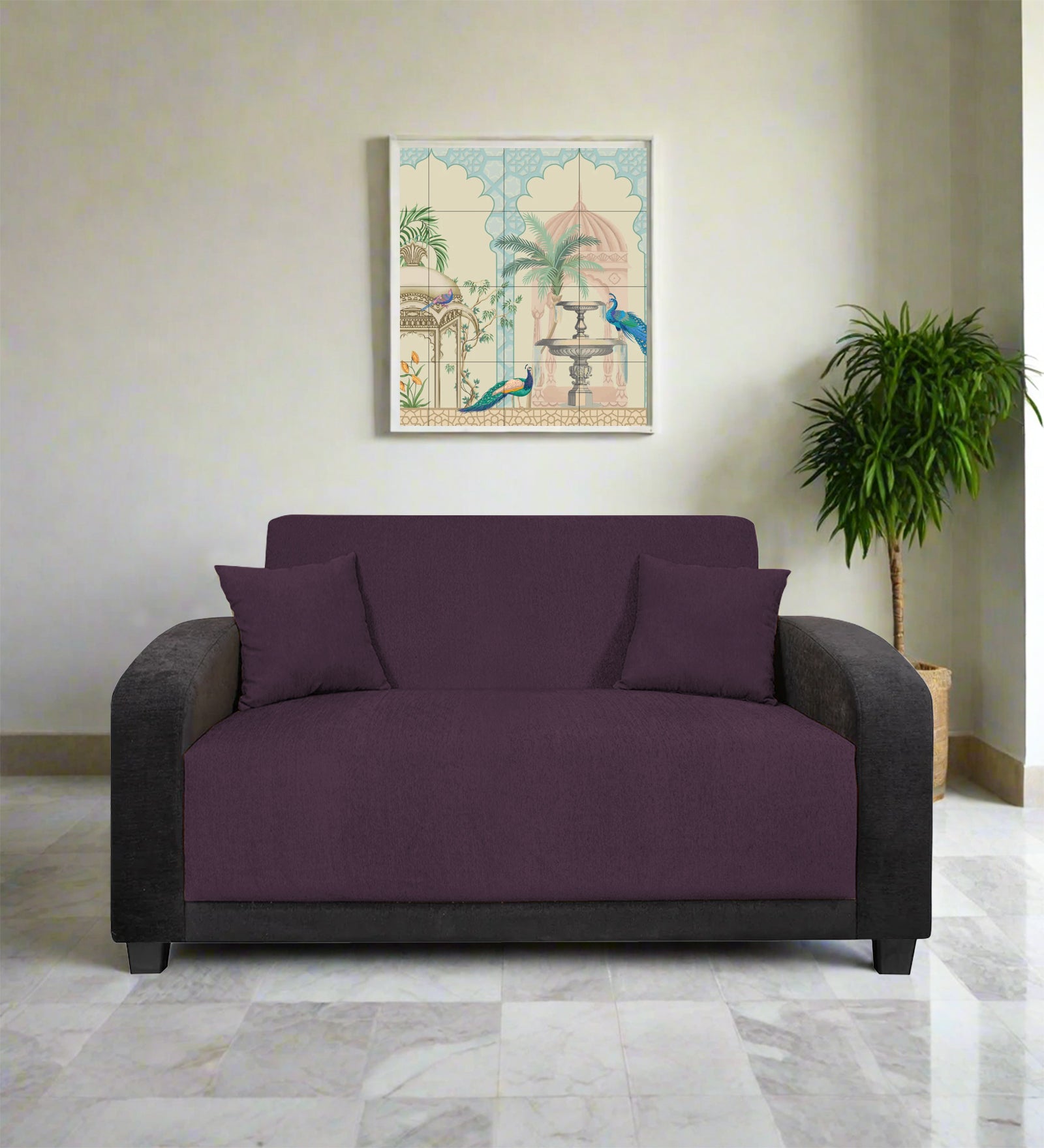 Alex Fabric 2 Seater Sofa In Greek Purple Colour - Febonic Living