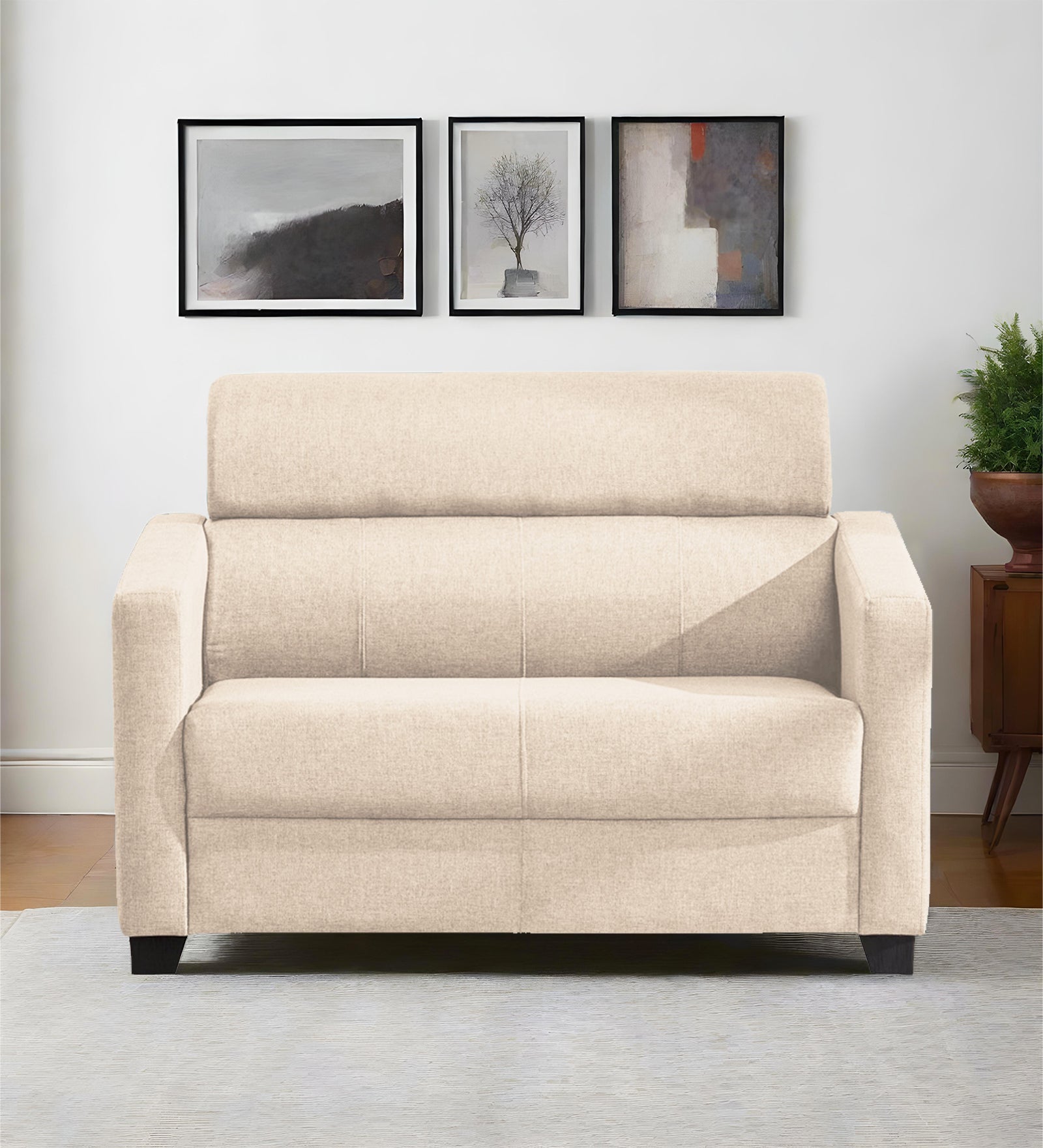 Devo Fabric 2 Seater Sofa In Woom Beige Colour - Febonic Living