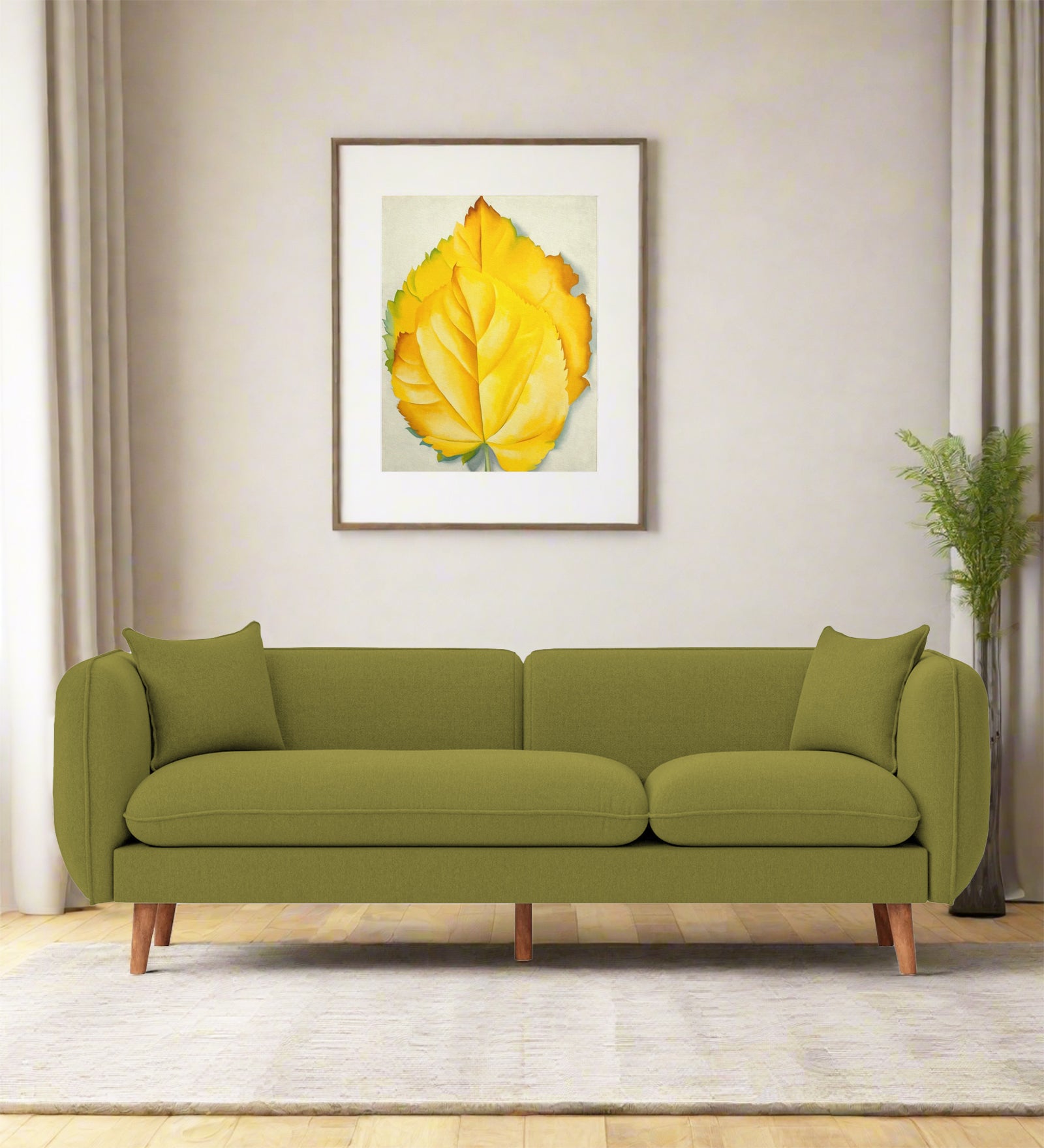Reva Fabric 3 Seater Sofa In Kelly Green Colour - Febonic Living