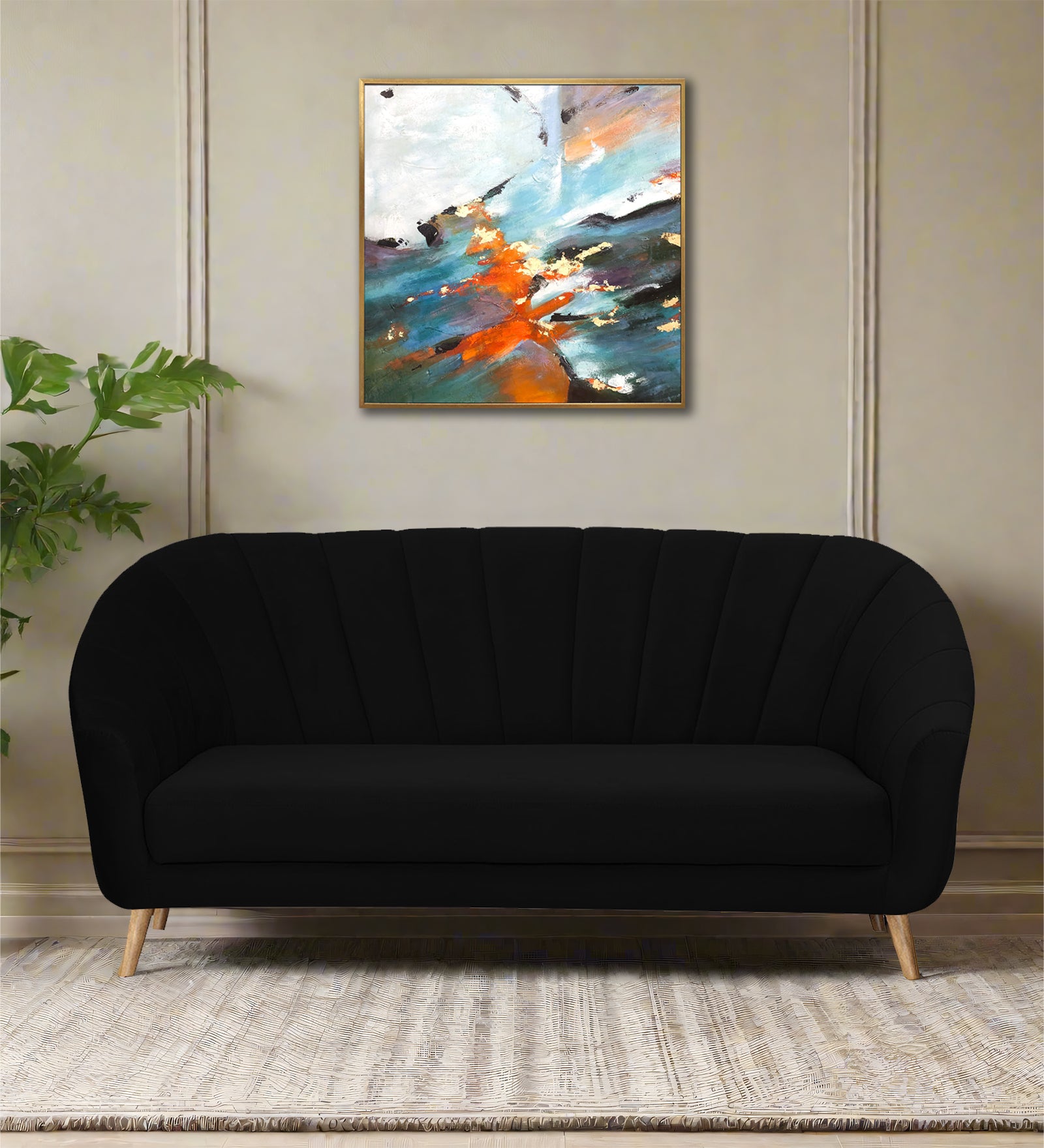 Kaylee Velvet 3 Seater Sofa In Adam Black Colour - Febonic Living