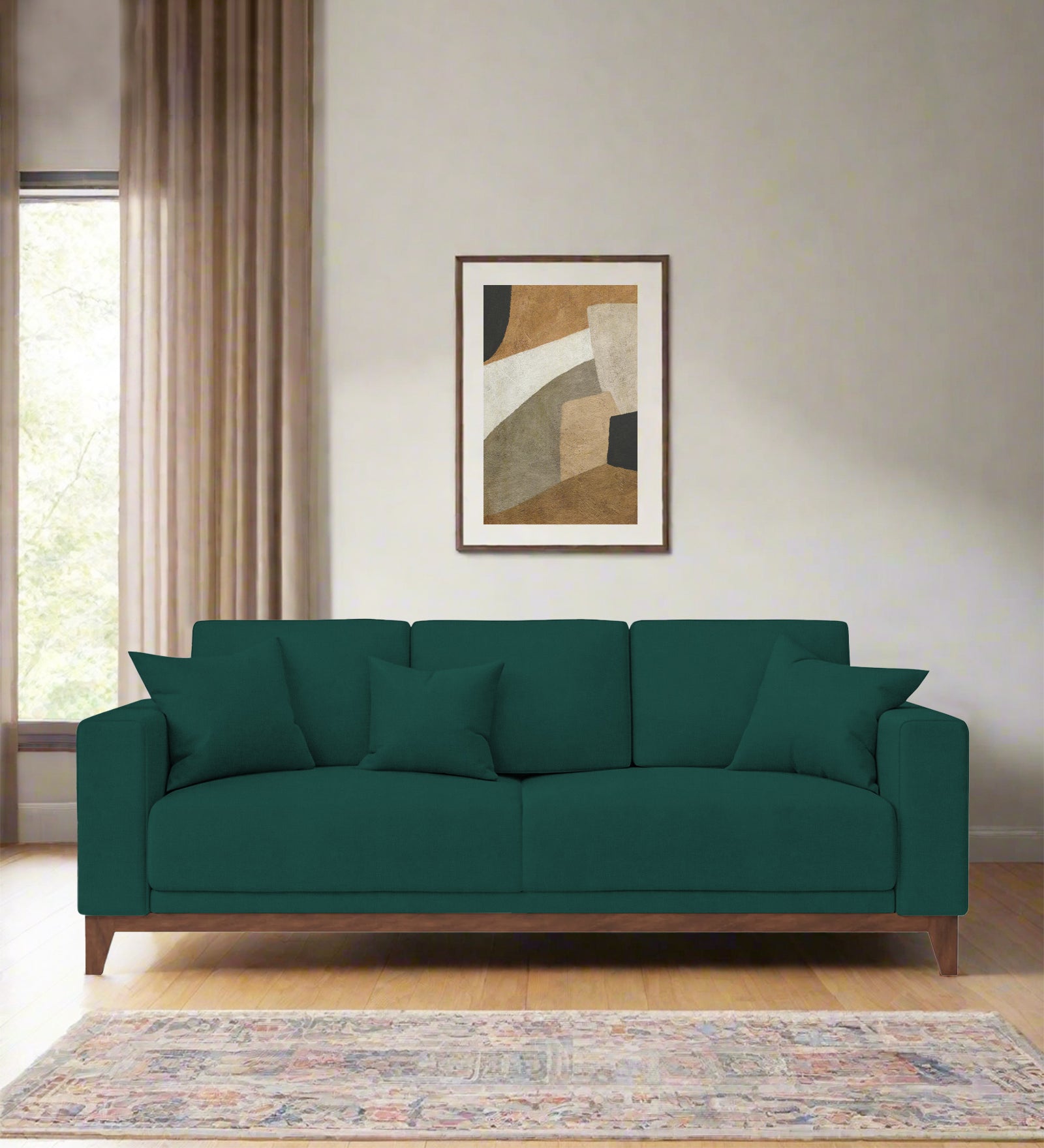 Luca Fabric 3 Seater Sofa In Sage Green Colour - Febonic Living