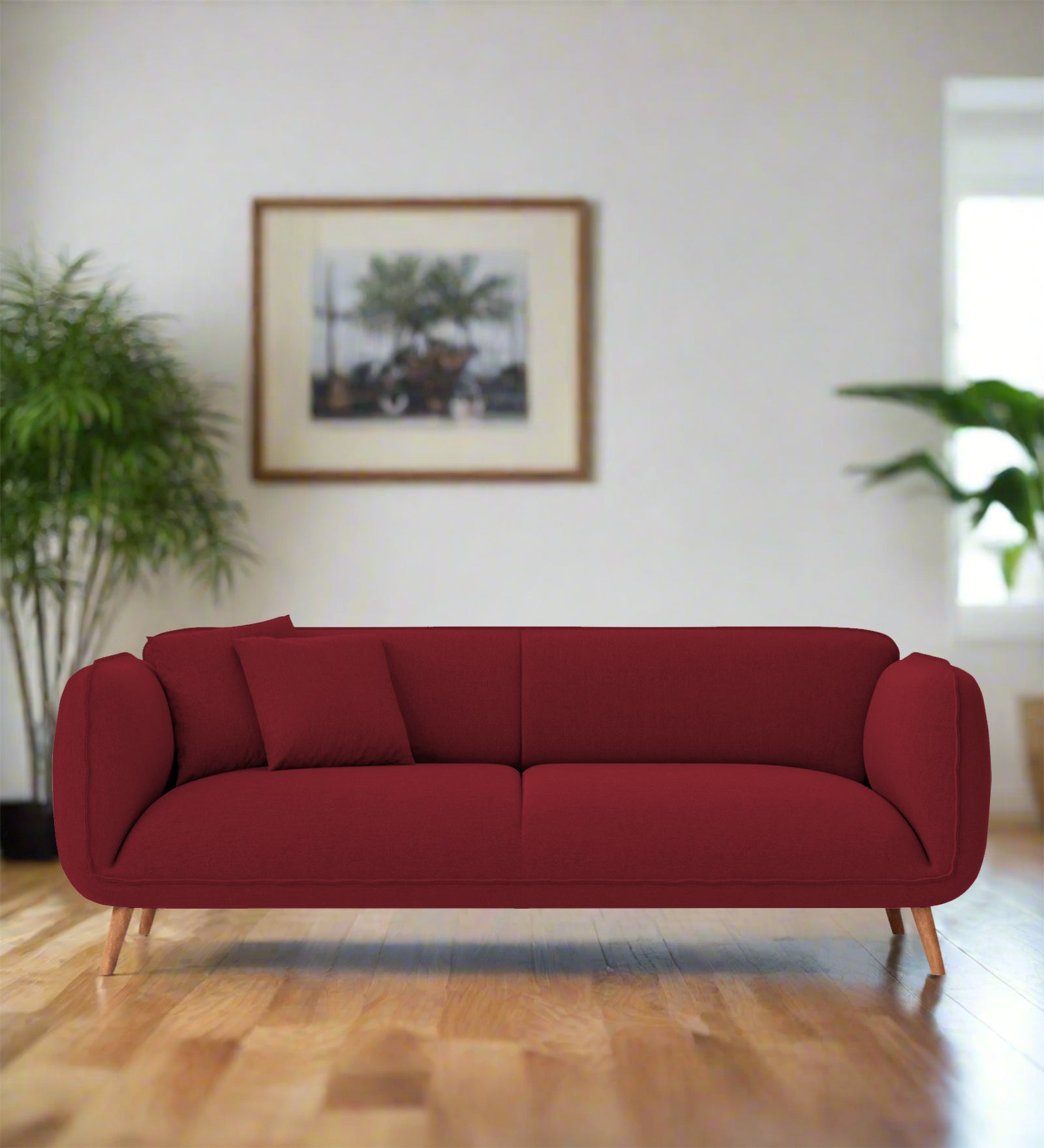 Zia Fabric 3 Seater Sofa In Chilli Red Colour - Febonic Living