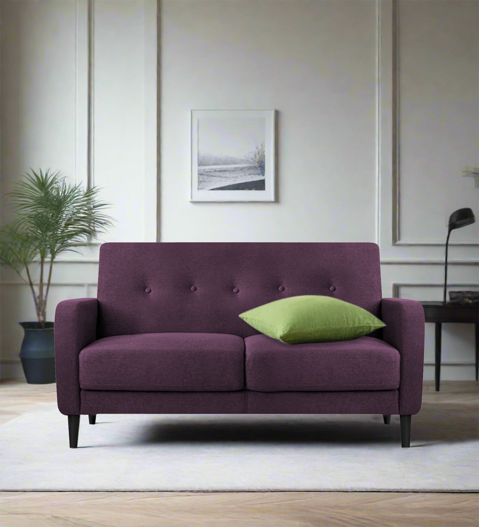 Marq Fabric 2 Seater Sofa In Greek Purple Colour - Febonic Living