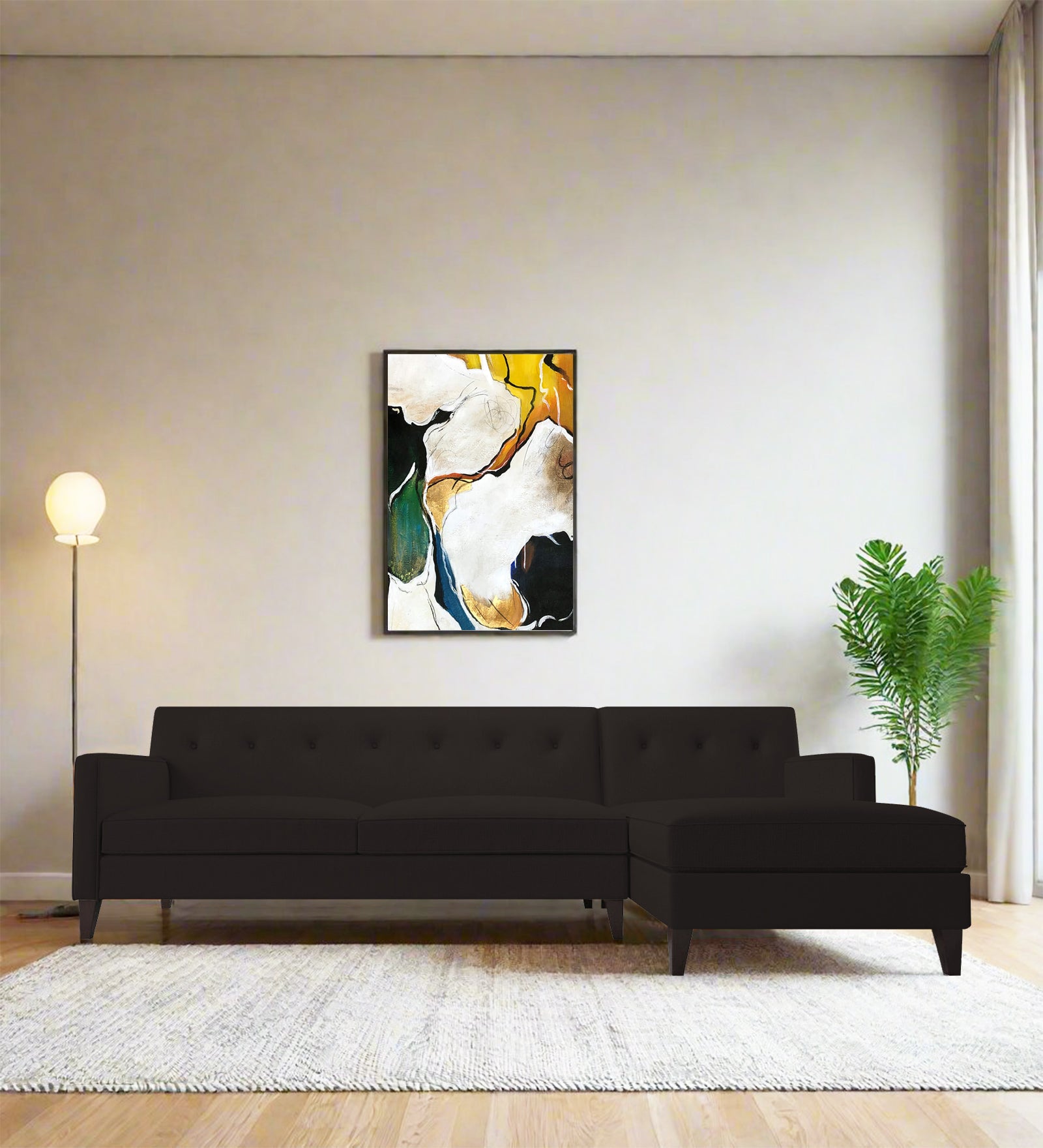 Miller Fabric LHS Sectional Sofa (3+Lounger) In Cara Brown Colour - Febonic Living