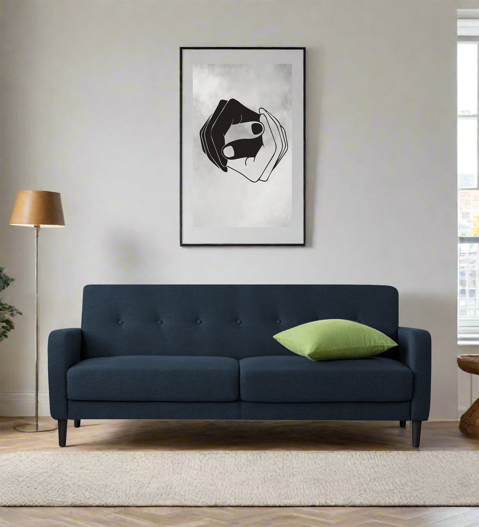 Marq Fabric 3 Seater Sofa In Denim Blue Colour - Febonic Living