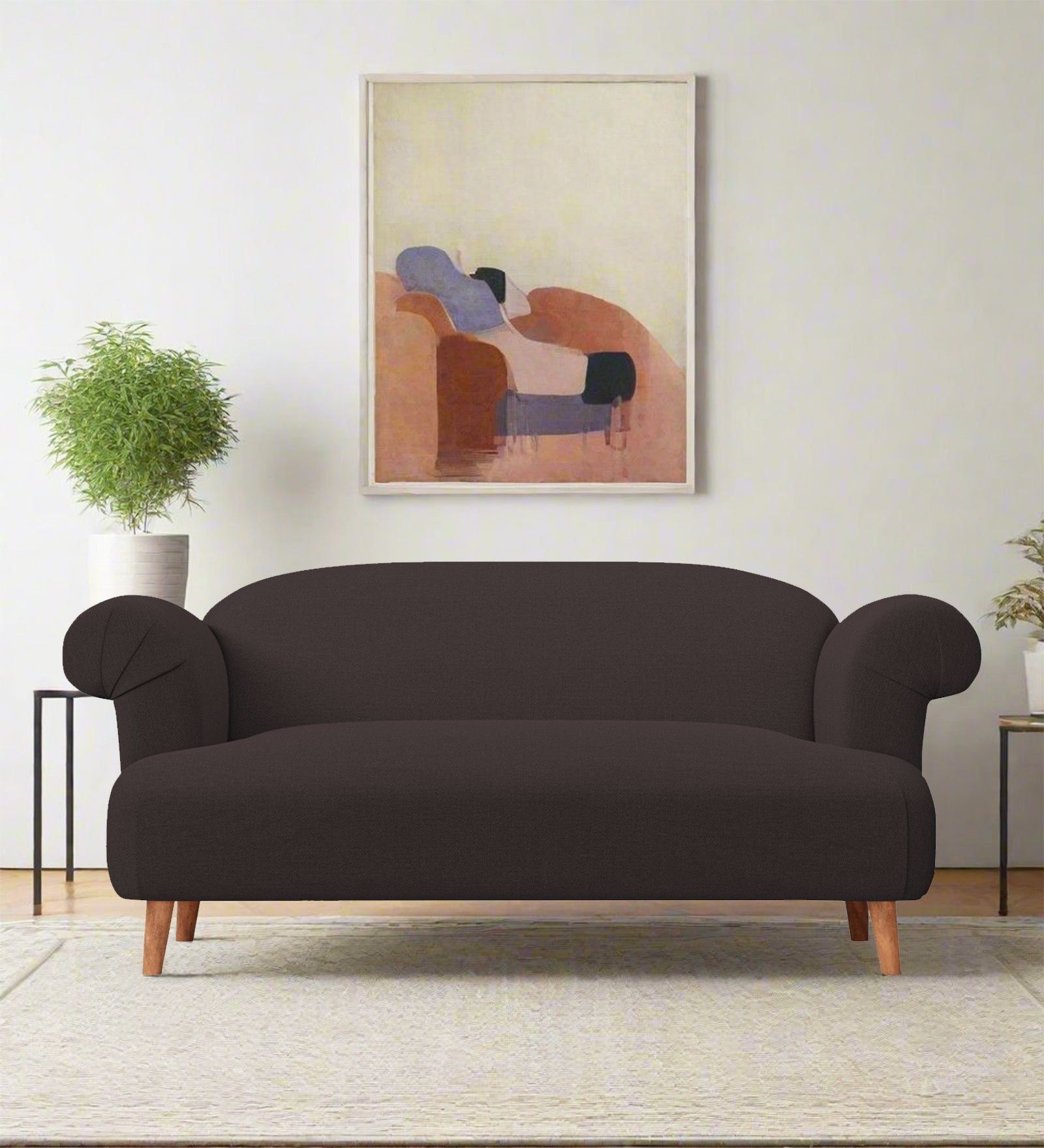 Barber Fabric 2 Seater Sofa In Pebble Brown Colour - Febonic Living