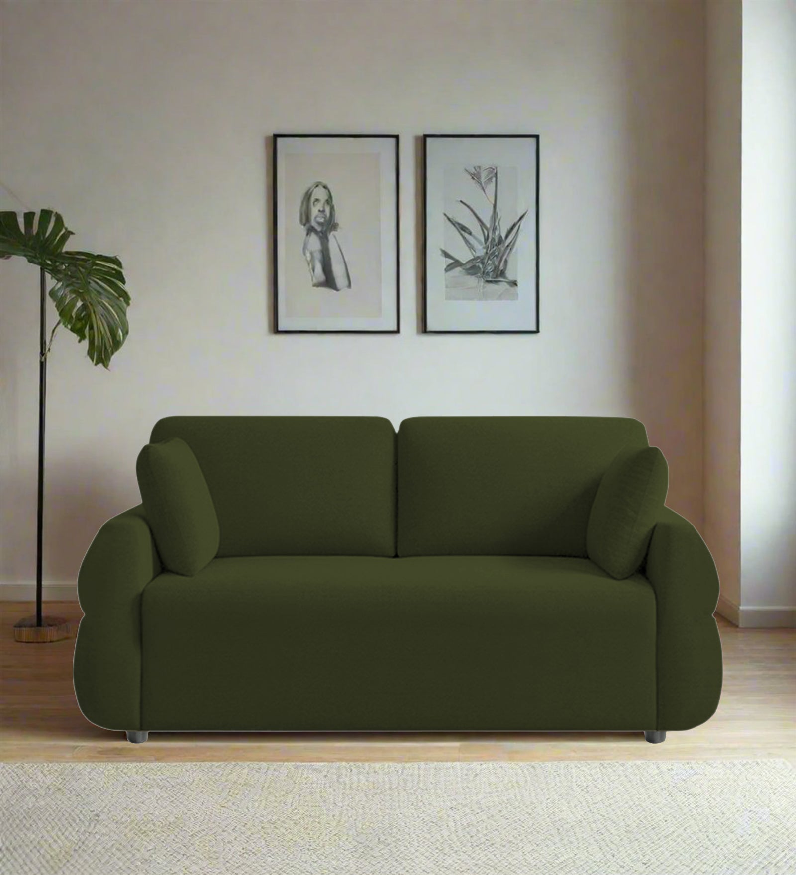 Jack Fabric 2 Seater Sofa In Olive Green Colour - Febonic Living