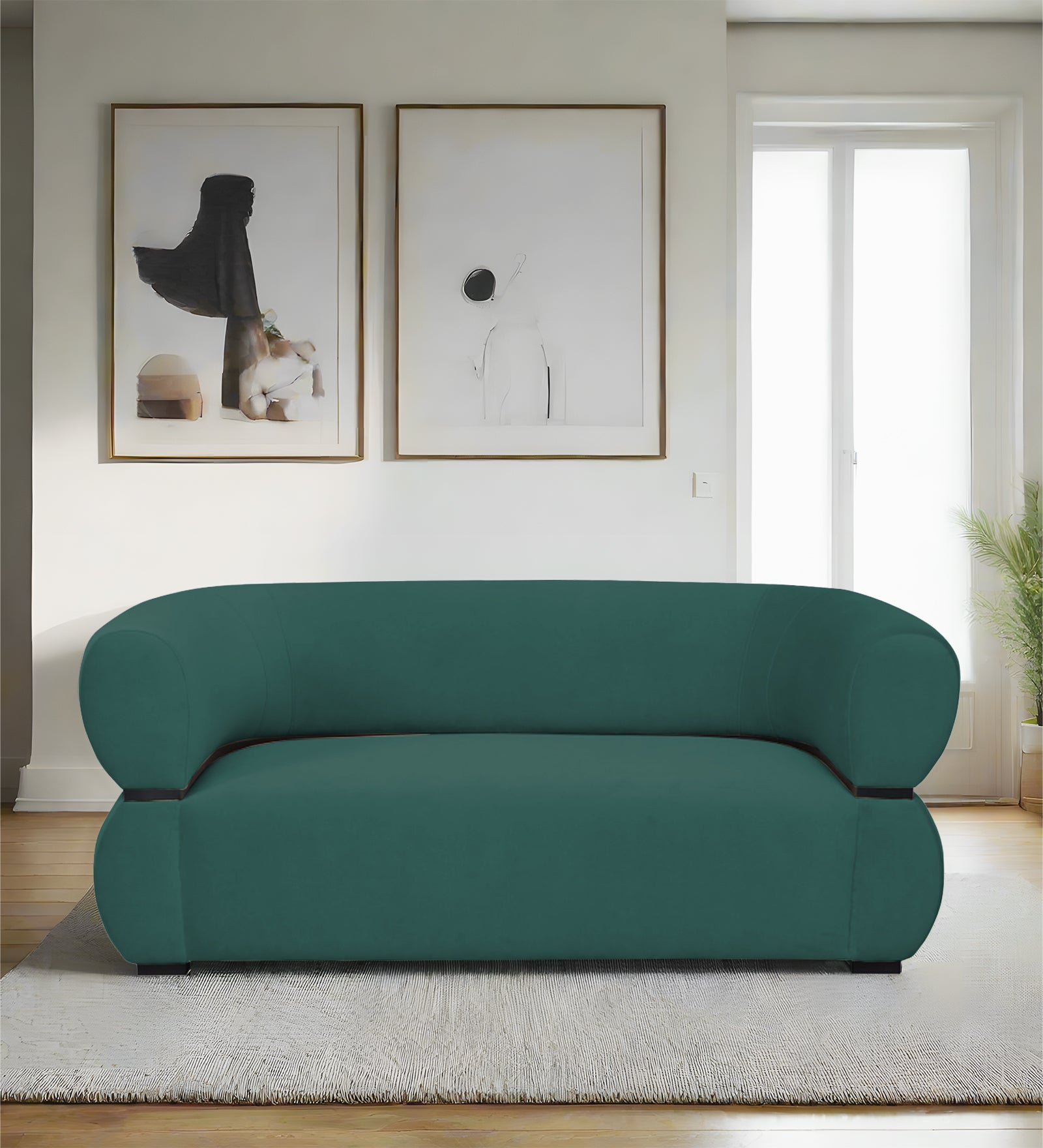 Kula Velvet 2 Seater Sofa In Pine Green Colour - Febonic Living