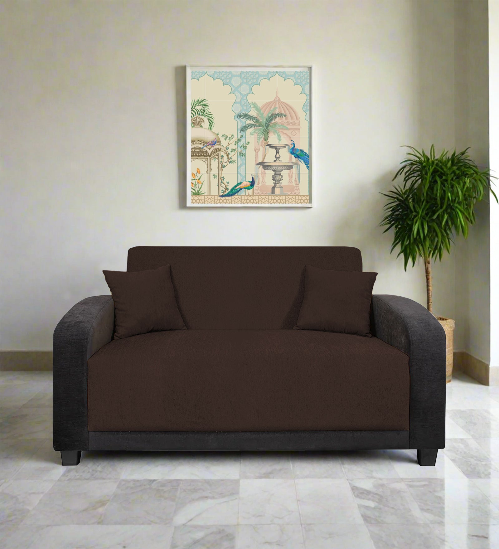 Alex Fabric 2 Seater Sofa In Coffee Brown Colour - Febonic Living