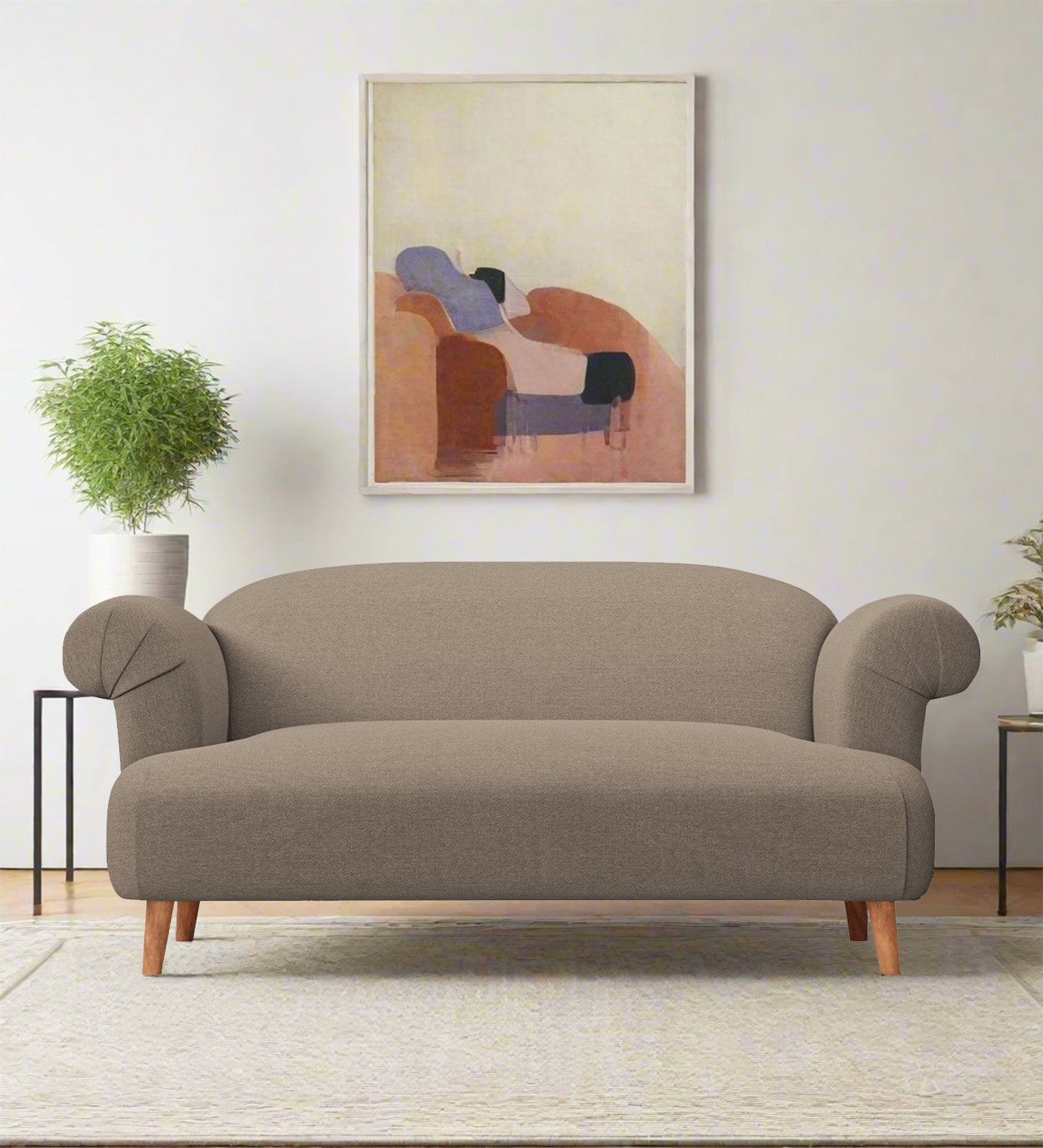 Barber Fabric 2 Seater Sofa In Hazel Beige Colour - Febonic Living