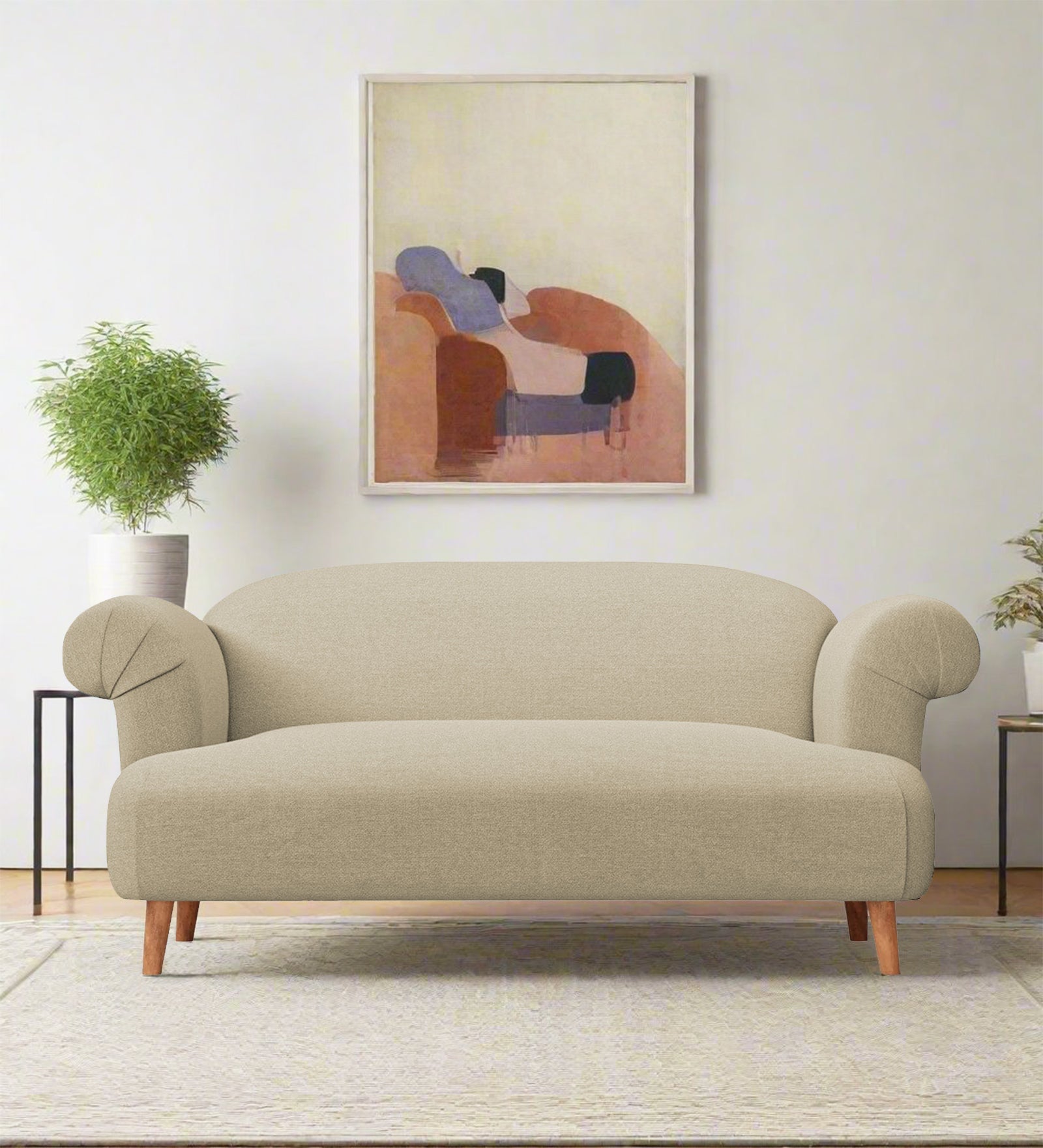Barber Fabric 2 Seater Sofa In Honey Beige Colour - Febonic Living