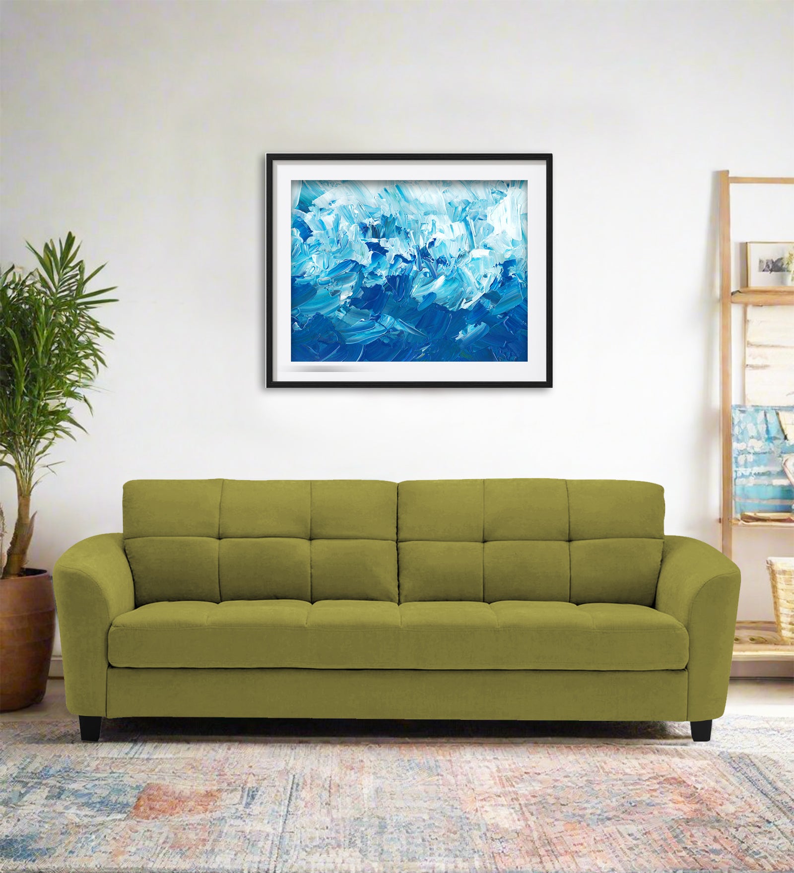 Mulan Fabric 3 Seater Sofa In Kelly Green Colour - Febonic Living