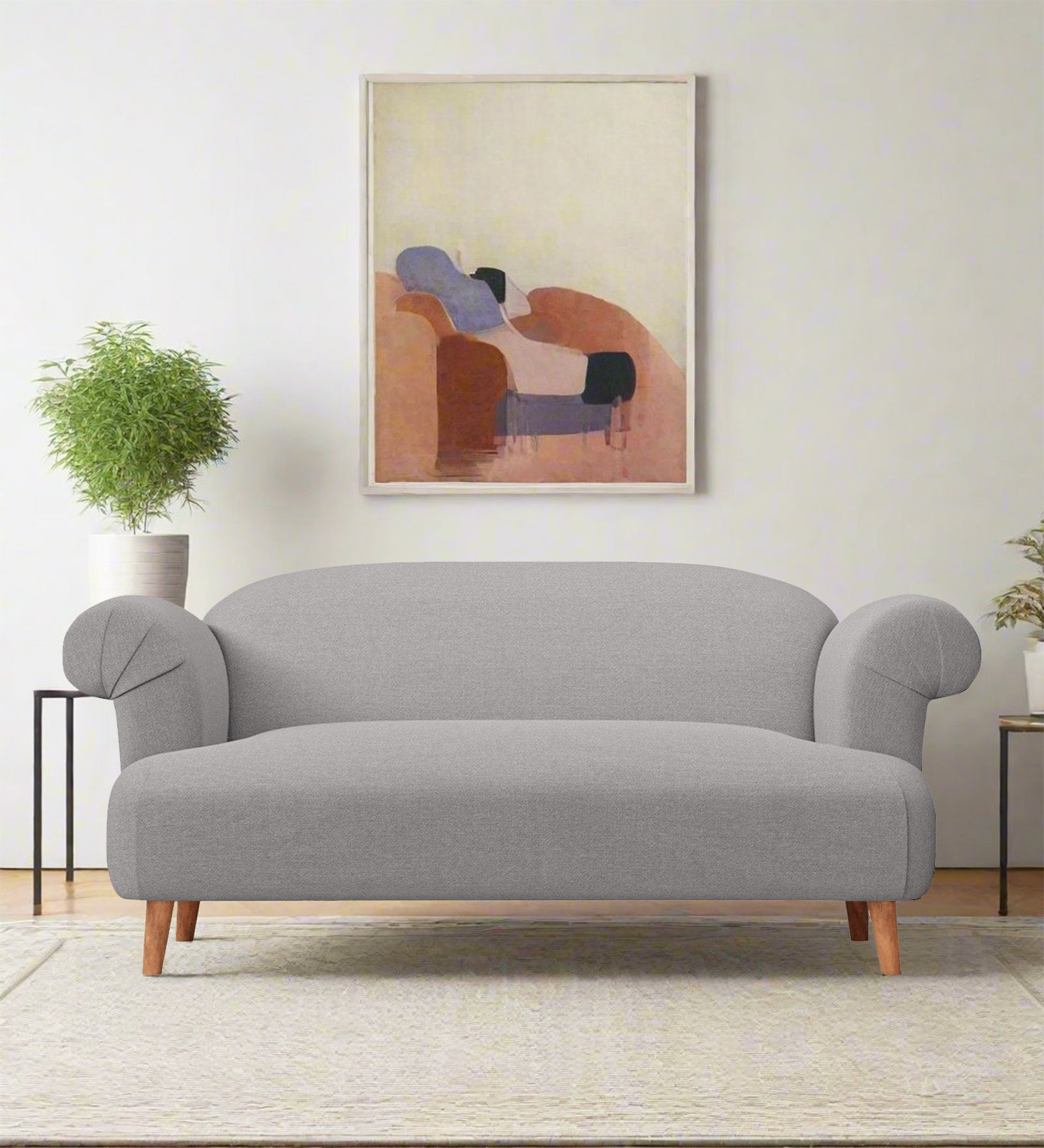 Barber Fabric 2 Seater Sofa In Silver Greyy Colour - Febonic Living