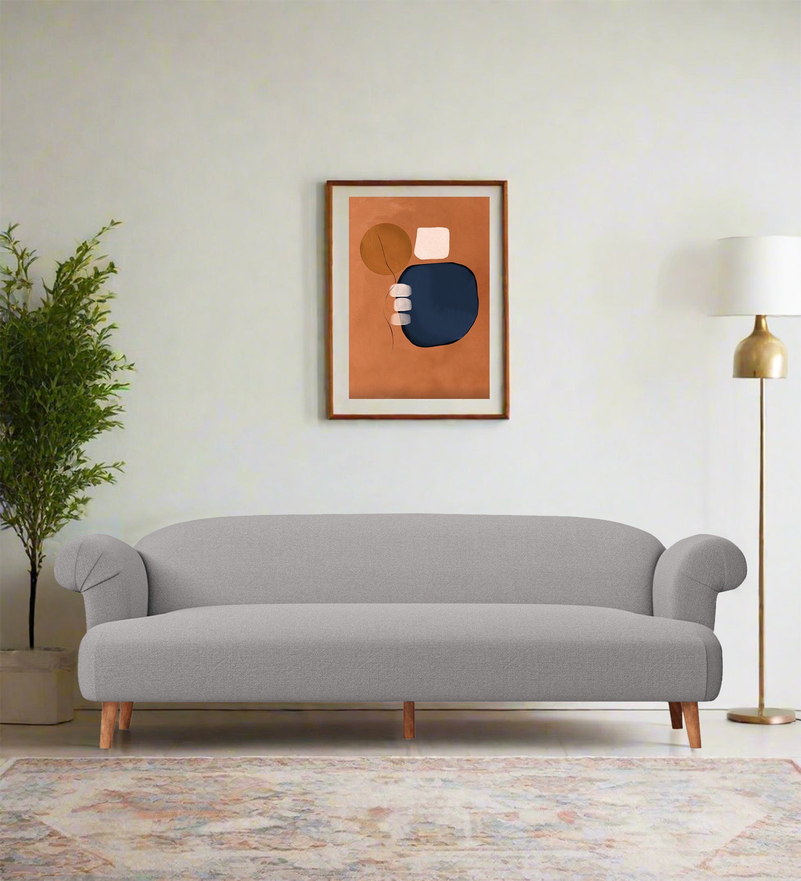 Barber Fabric 3 Seater Sofa In Silver Grey Colour - Febonic Living