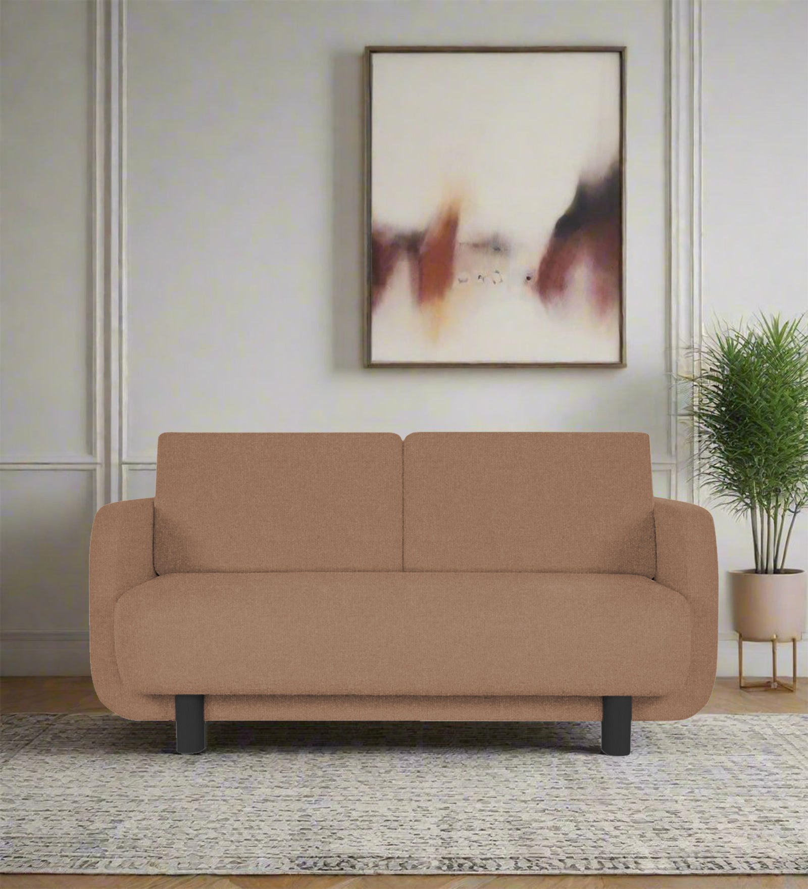 Varu Fabric 2 Seater Sofa In Cosmic Beige Colour - Febonic Living