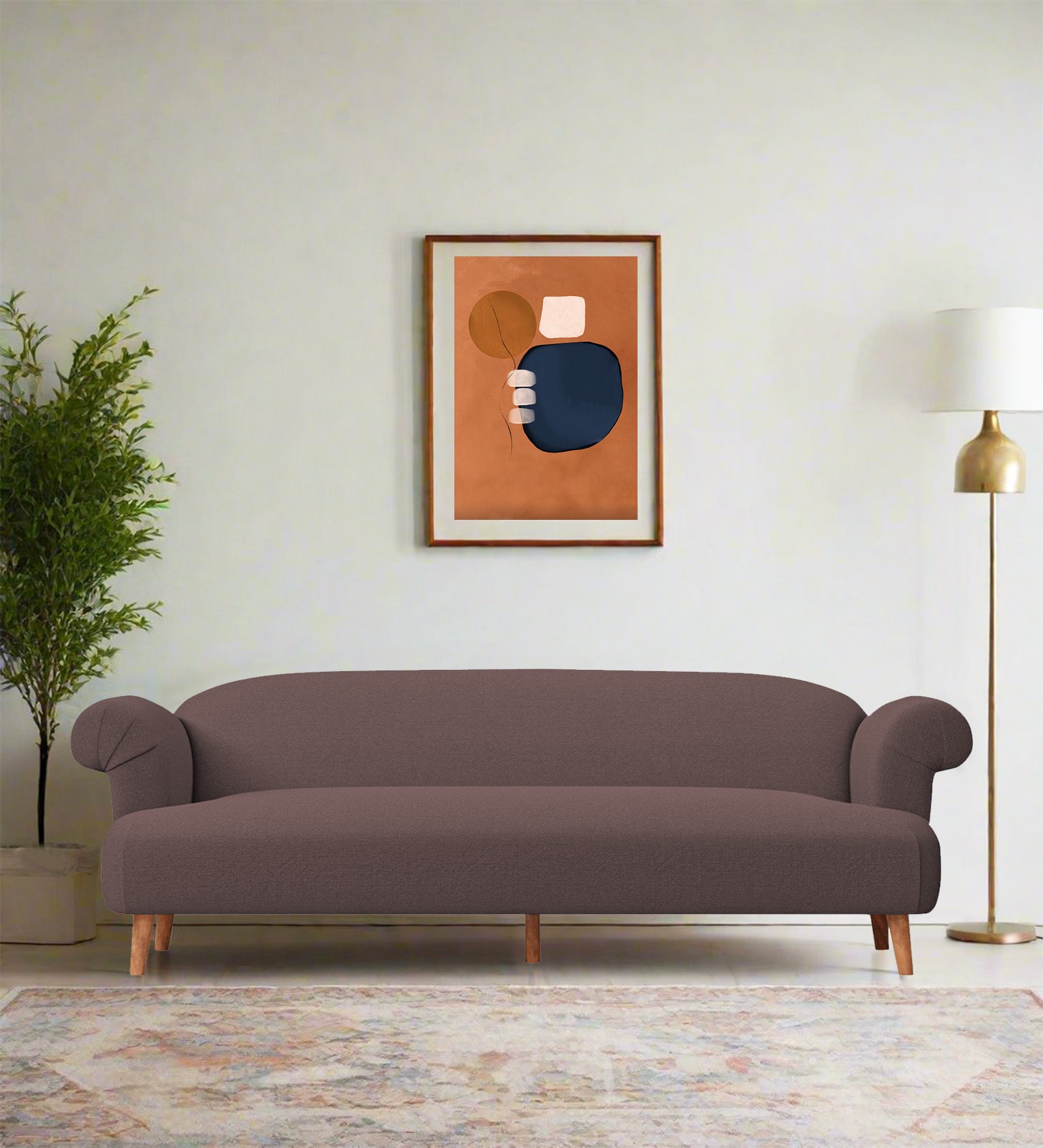 Barber Fabric 3 Seater Sofa In Night Brown Colour - Febonic Living