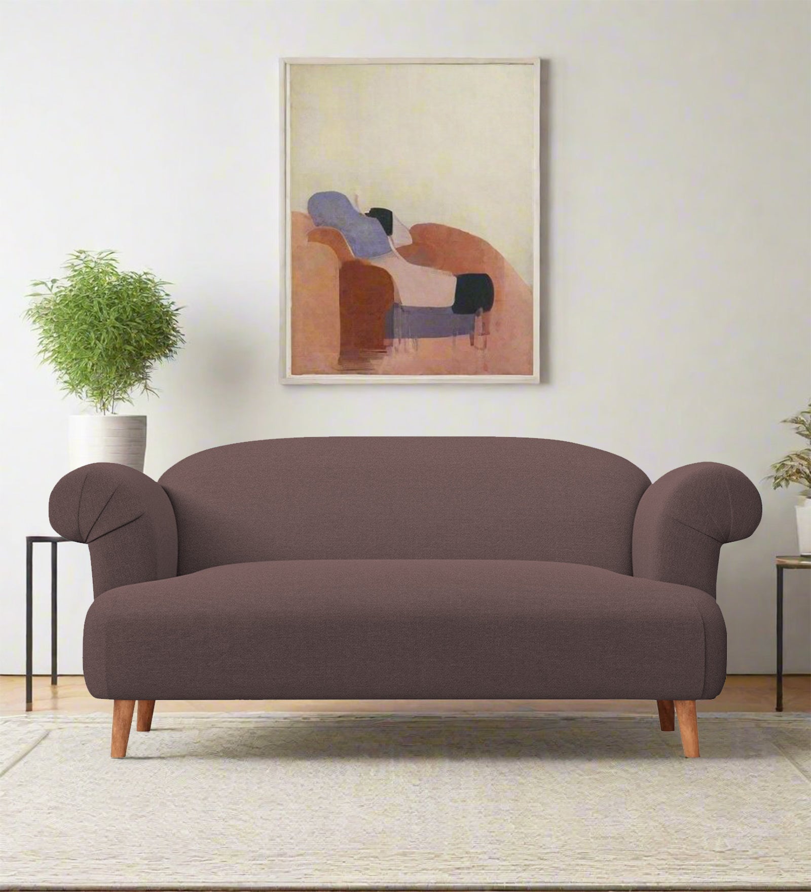 Barber Fabric 2 Seater Sofa In Night Brown Colour - Febonic Living