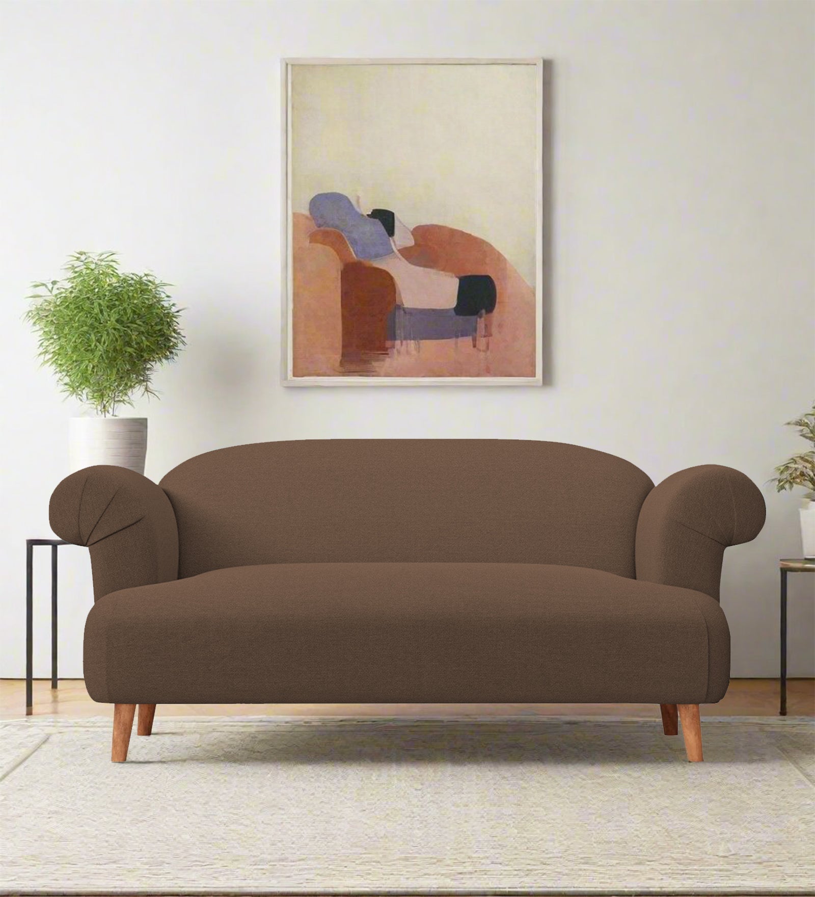 Barber Fabric 2 Seater Sofa In Rose Brown Colour - Febonic Living