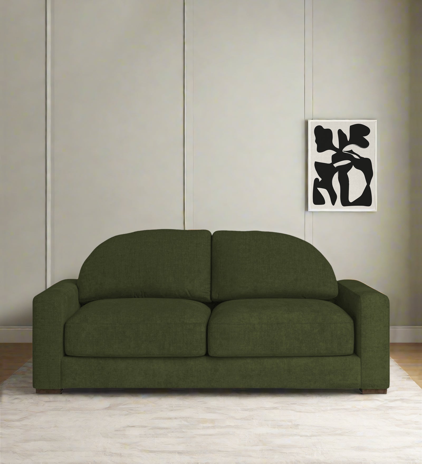 Dara Fabric 2 Seater Sofa In Olive Green Colour - Febonic Living