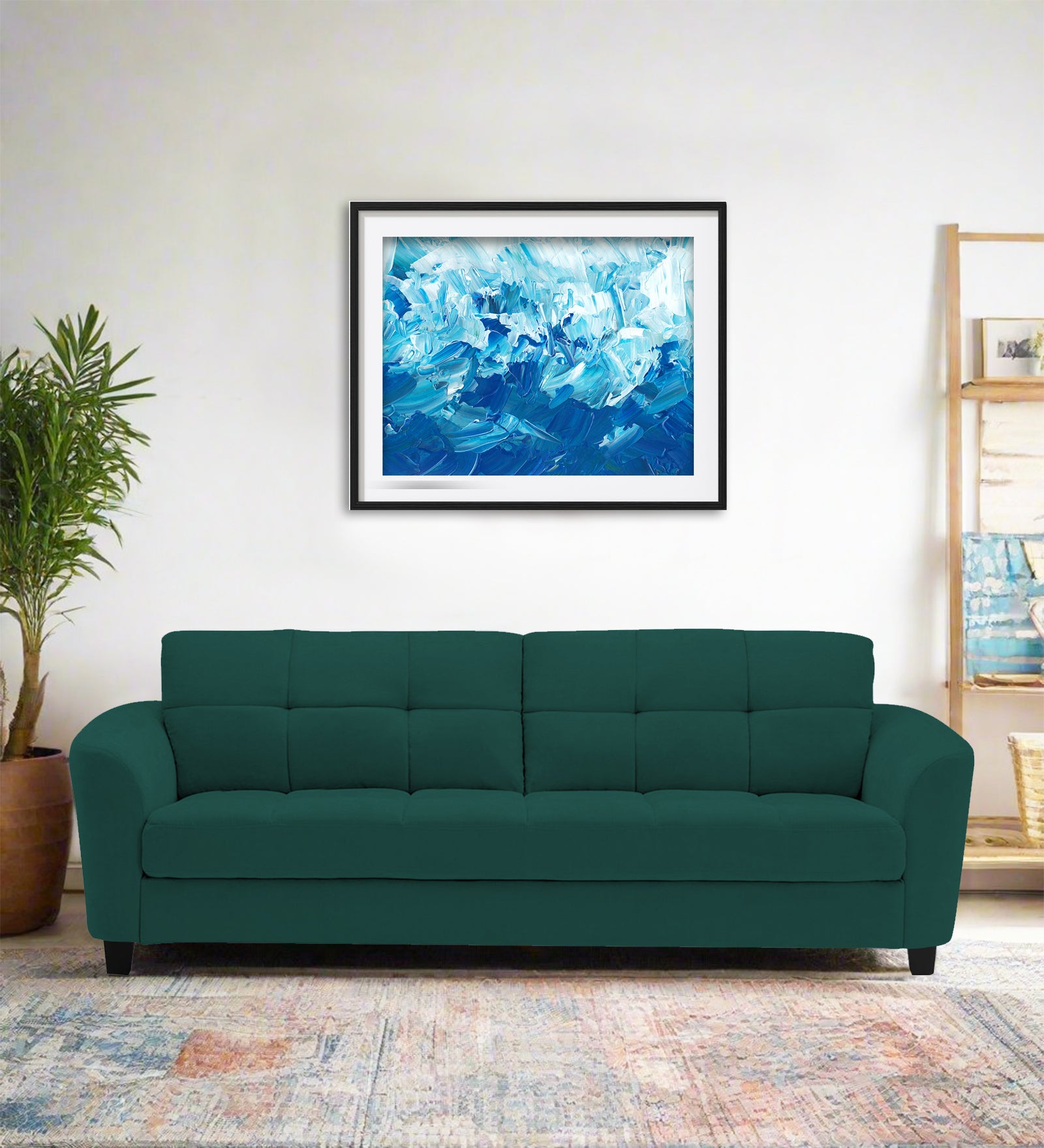 Mulan Fabric 3 Seater Sofa In Sage Green Colour - Febonic Living