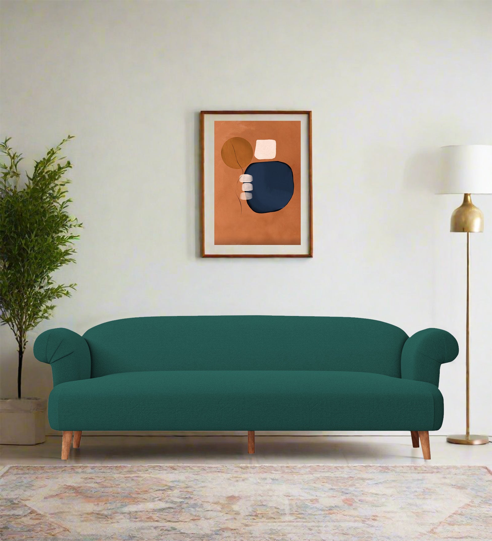 Barber Fabric 3 Seater Sofa In Sage Green Colour - Febonic Living