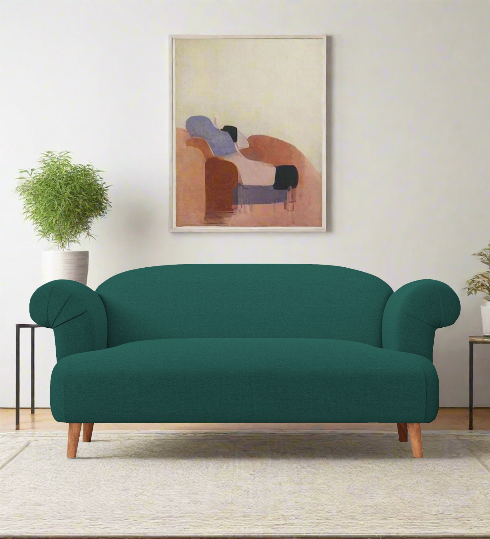 Barber Fabric 2 Seater Sofa In Sage Green Colour - Febonic Living