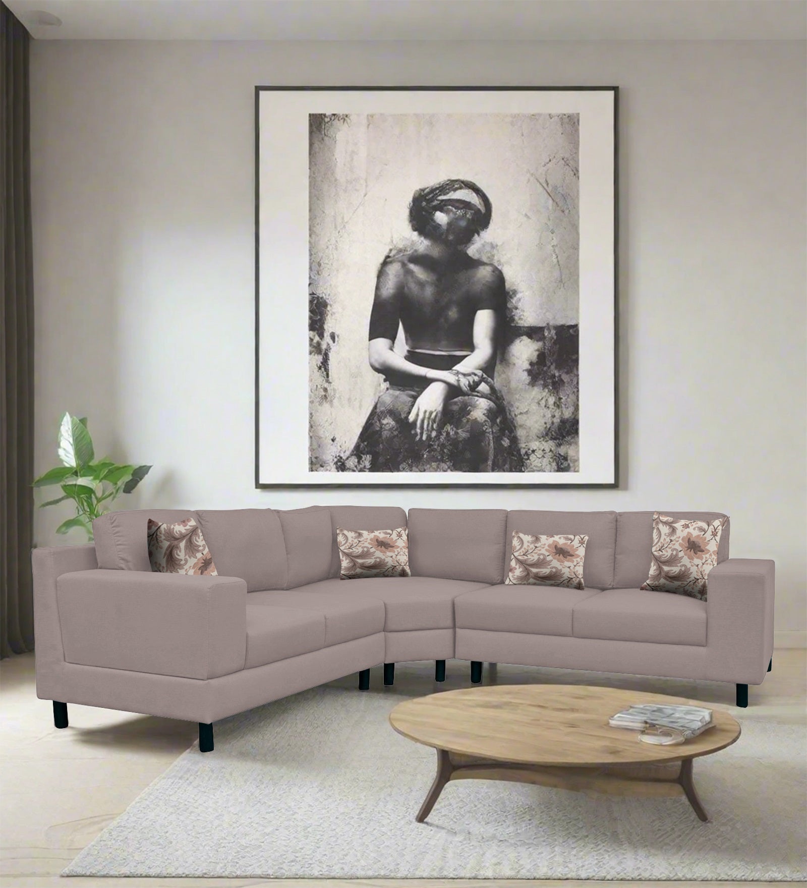 Betty Fabric 6 Seater LHS Corner sofa In Almond Beige Colour - Febonic Living