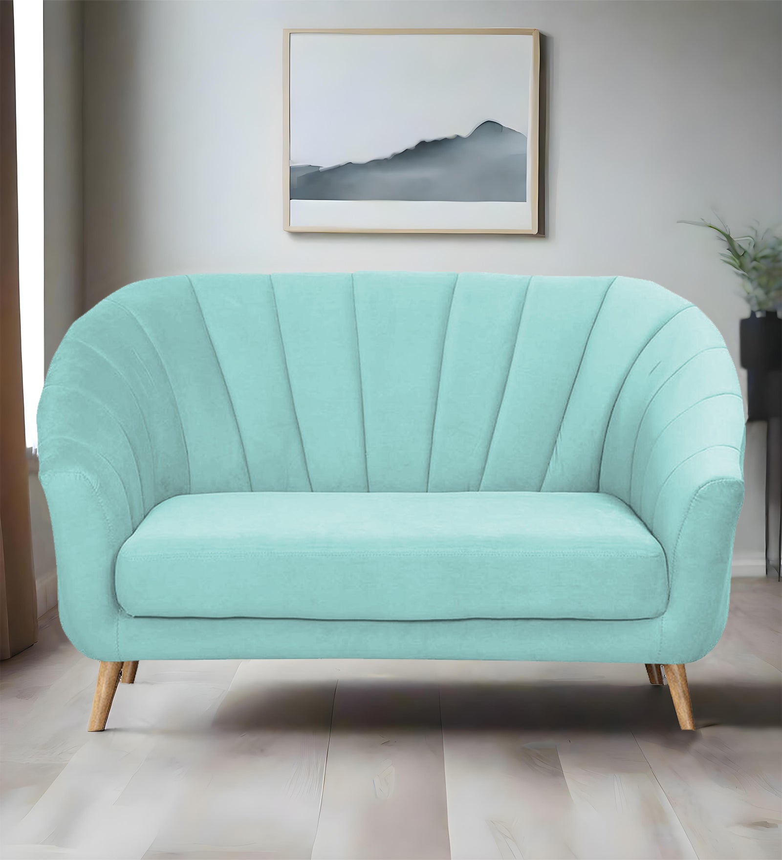 Kaylee Velvet 2 Seater Sofa In Barmunda Aqua Colour - Febonic Living