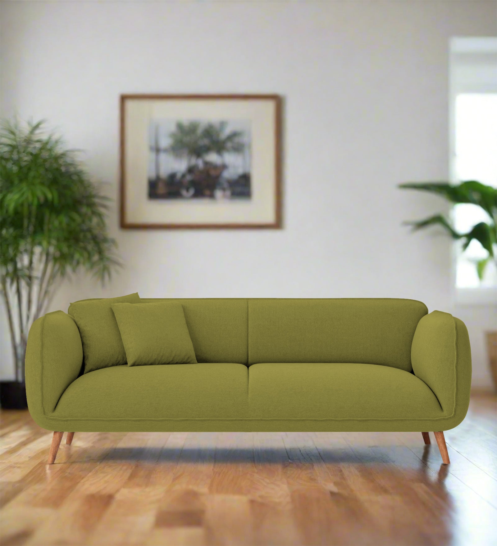 Zia Fabric 3 Seater Sofa In Kelly Green Colour - Febonic Living
