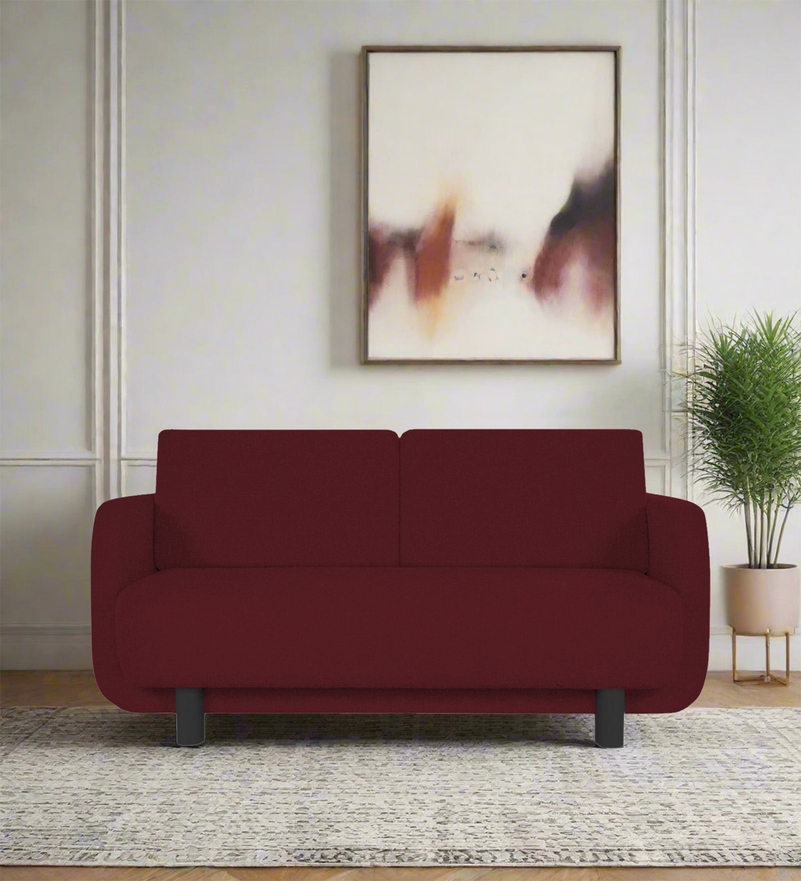 Varu Fabric 2 Seater Sofa In Blood Maroon Colour - Febonic Living