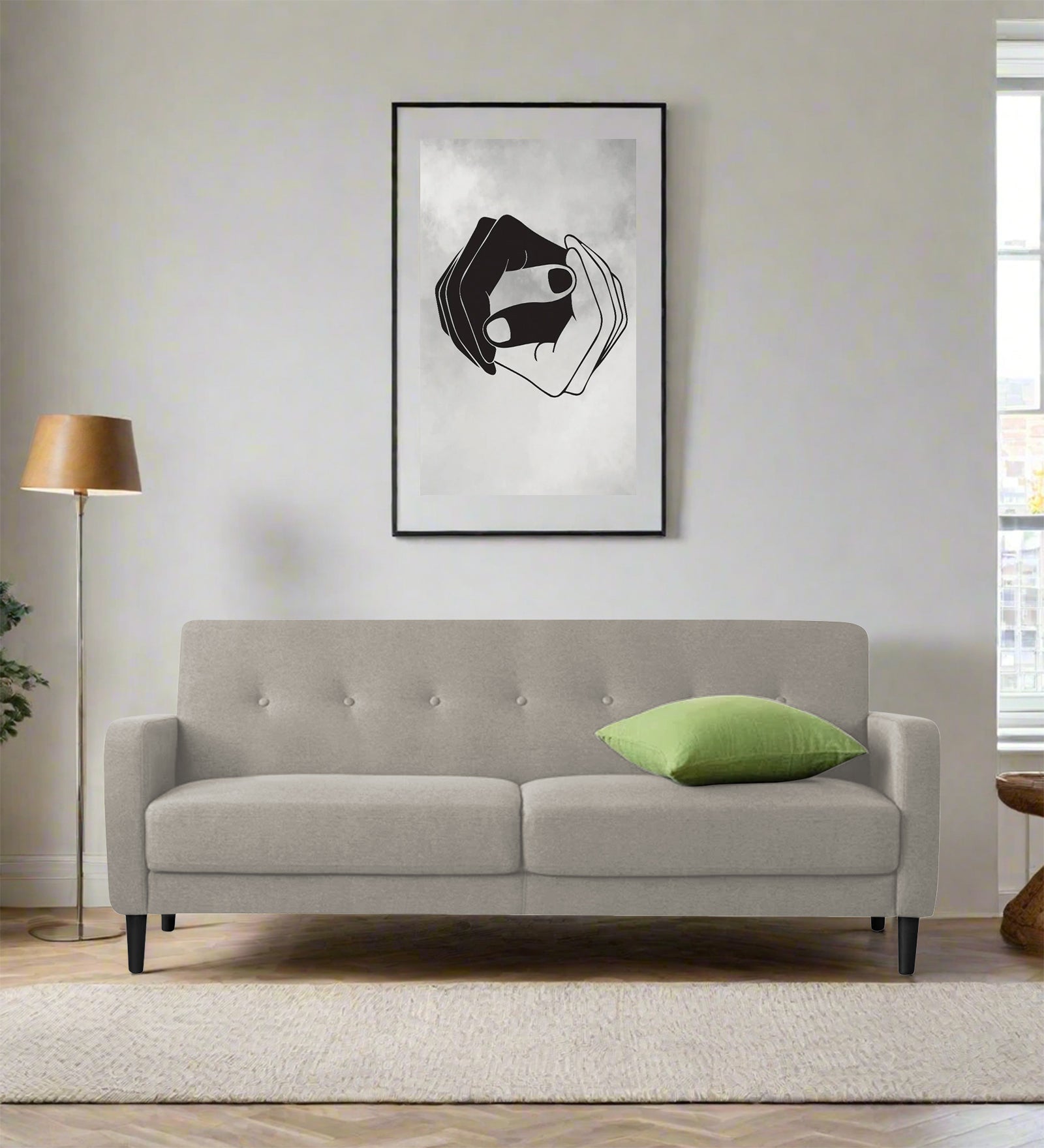 Marq Fabric 3 Seater Sofa In Ash Grey Colour - Febonic Living