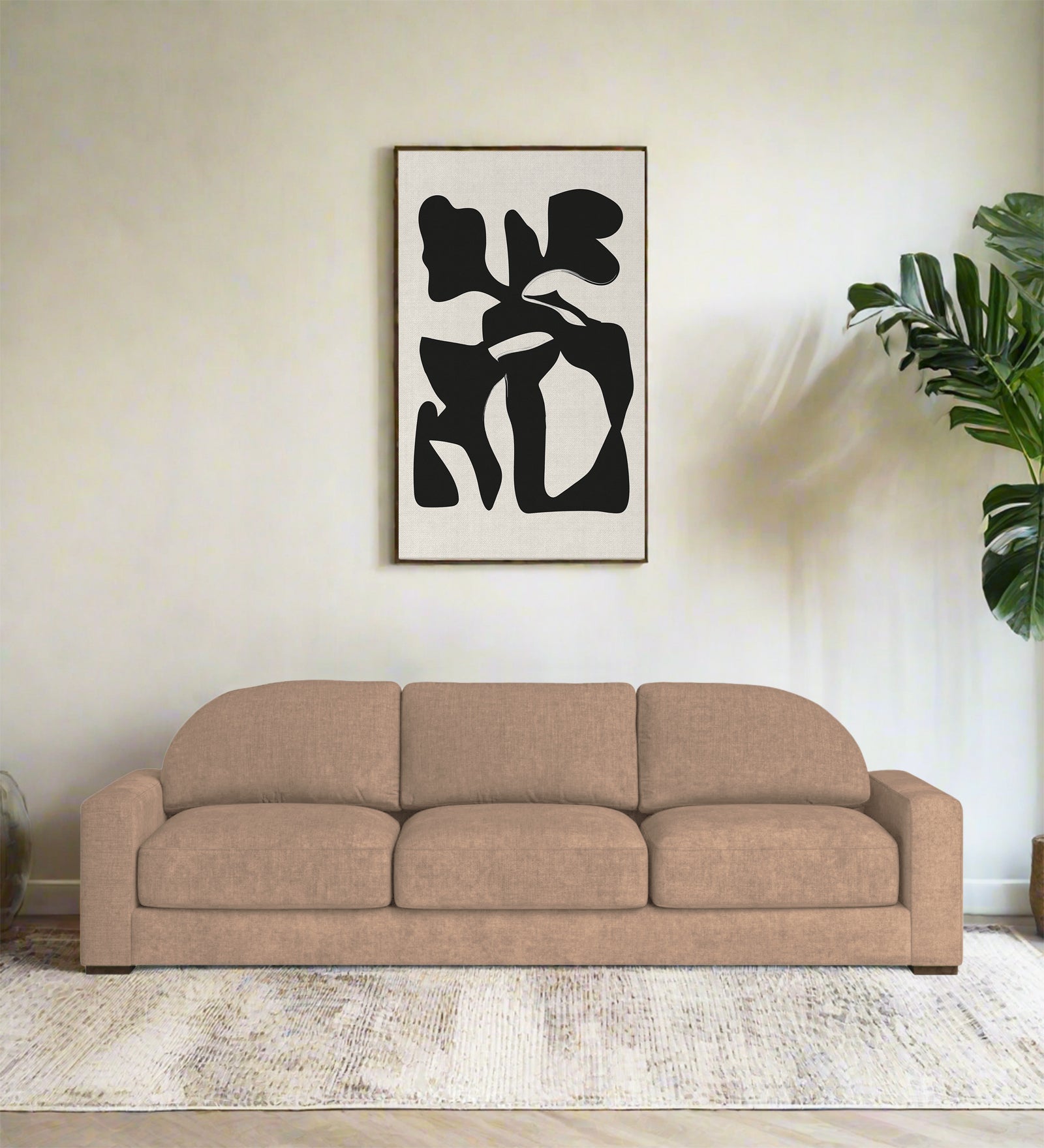 Dara Fabric 3 Seater Sofa In Cookie Beige Colour