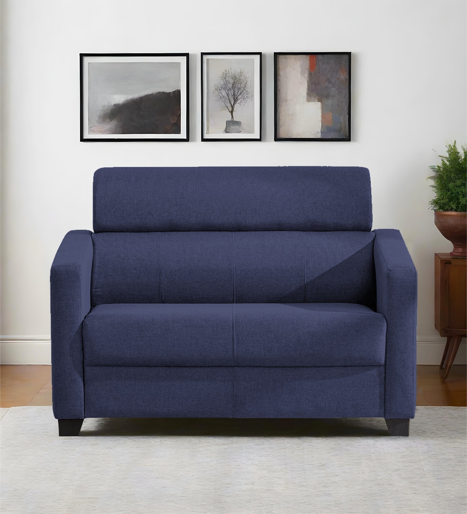 Devo Fabric 2 Seater Sofa In Slate Blue Colour - Febonic Living