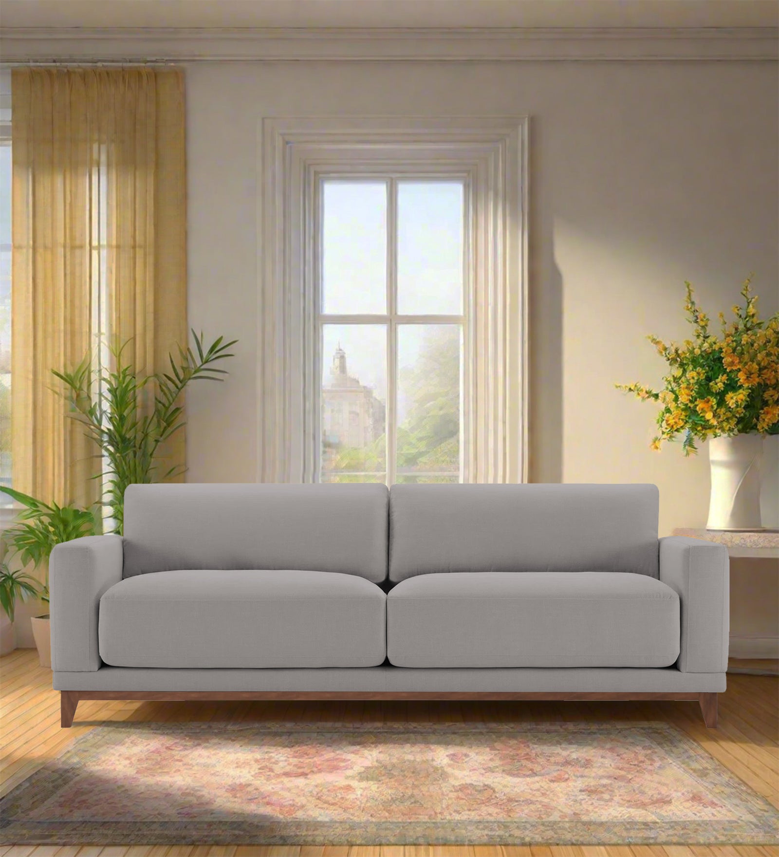 Esha Fabric 3 Seater Sofa In Silver Grey Colour - Febonic Living