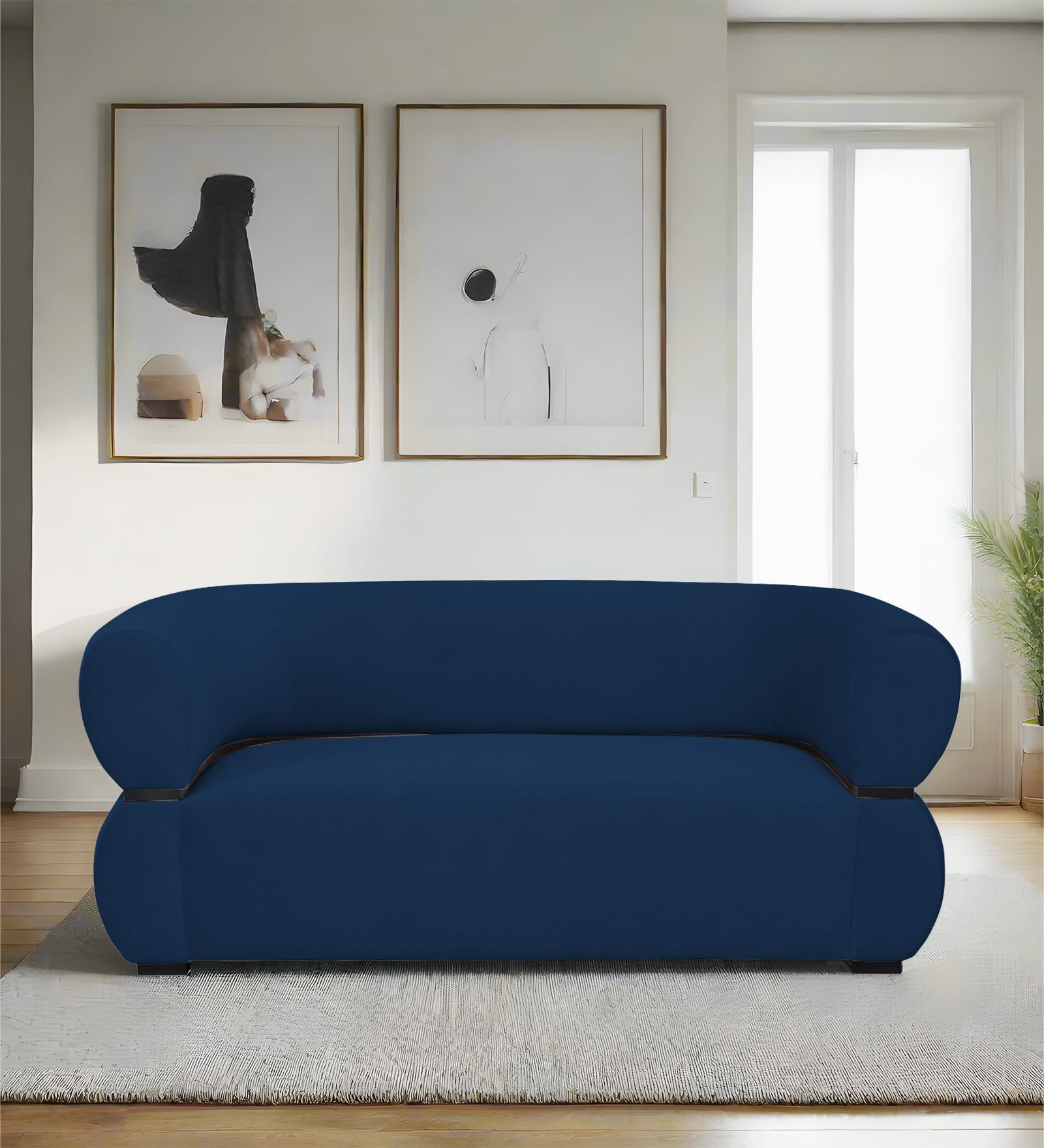 Kula Velvet 2 Seater Sofa In Imperial Blue Colour - Febonic Living