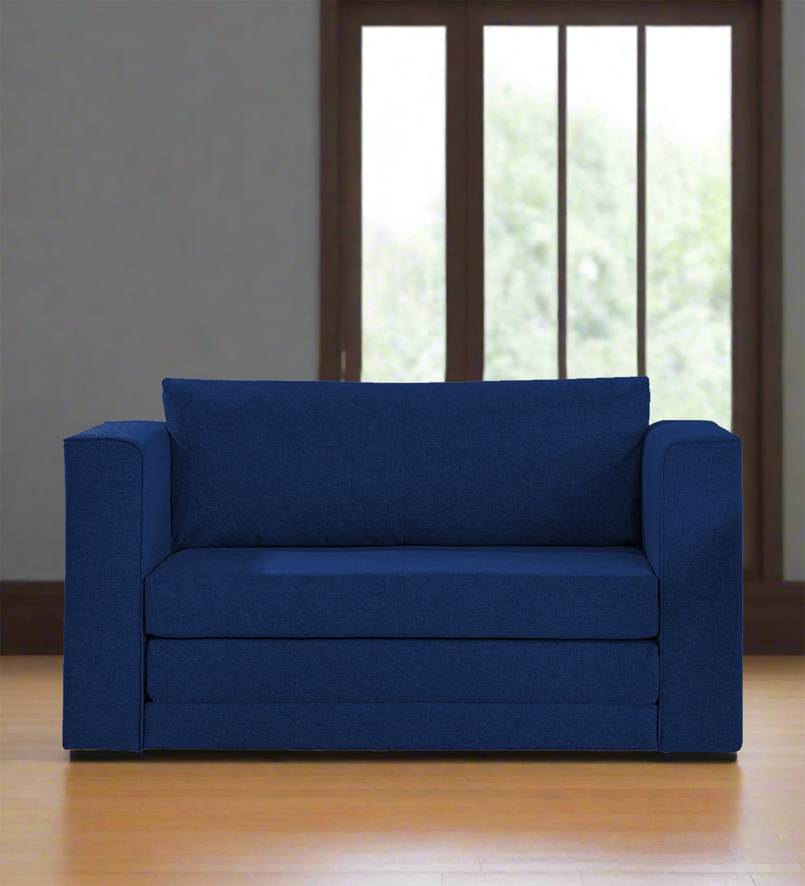 Kenia Fabric 2 Seater Foldable Sofa Cum Bed In Royal Blue Colour - Febonic Living