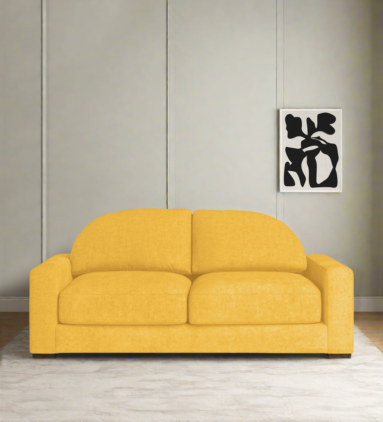 Dara Fabric 2 Seater Sofa In Bold Yellow Colour - Febonic Living
