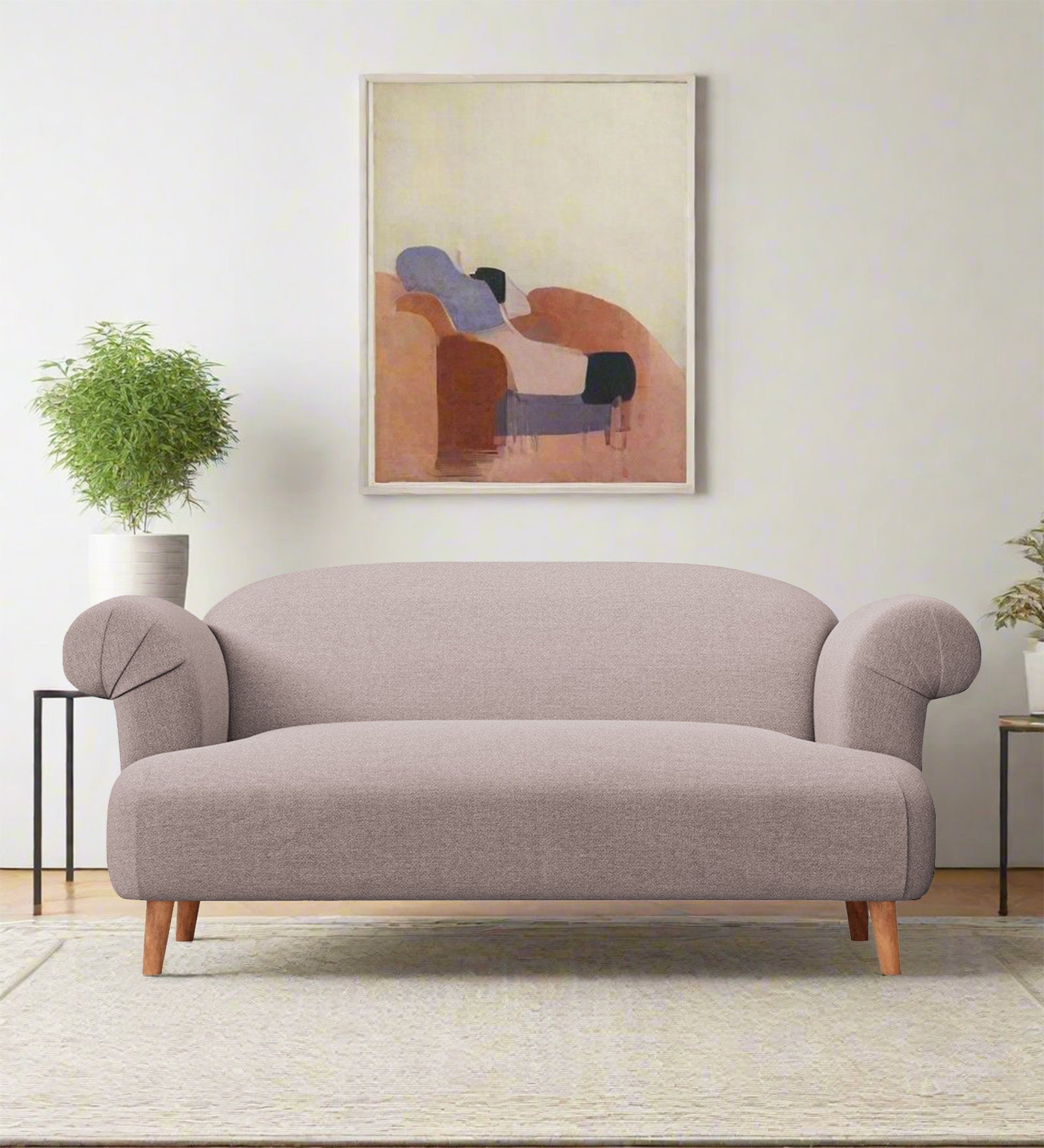 Barber Fabric 2 Seater Sofa In Almond Beige Colour - Febonic Living