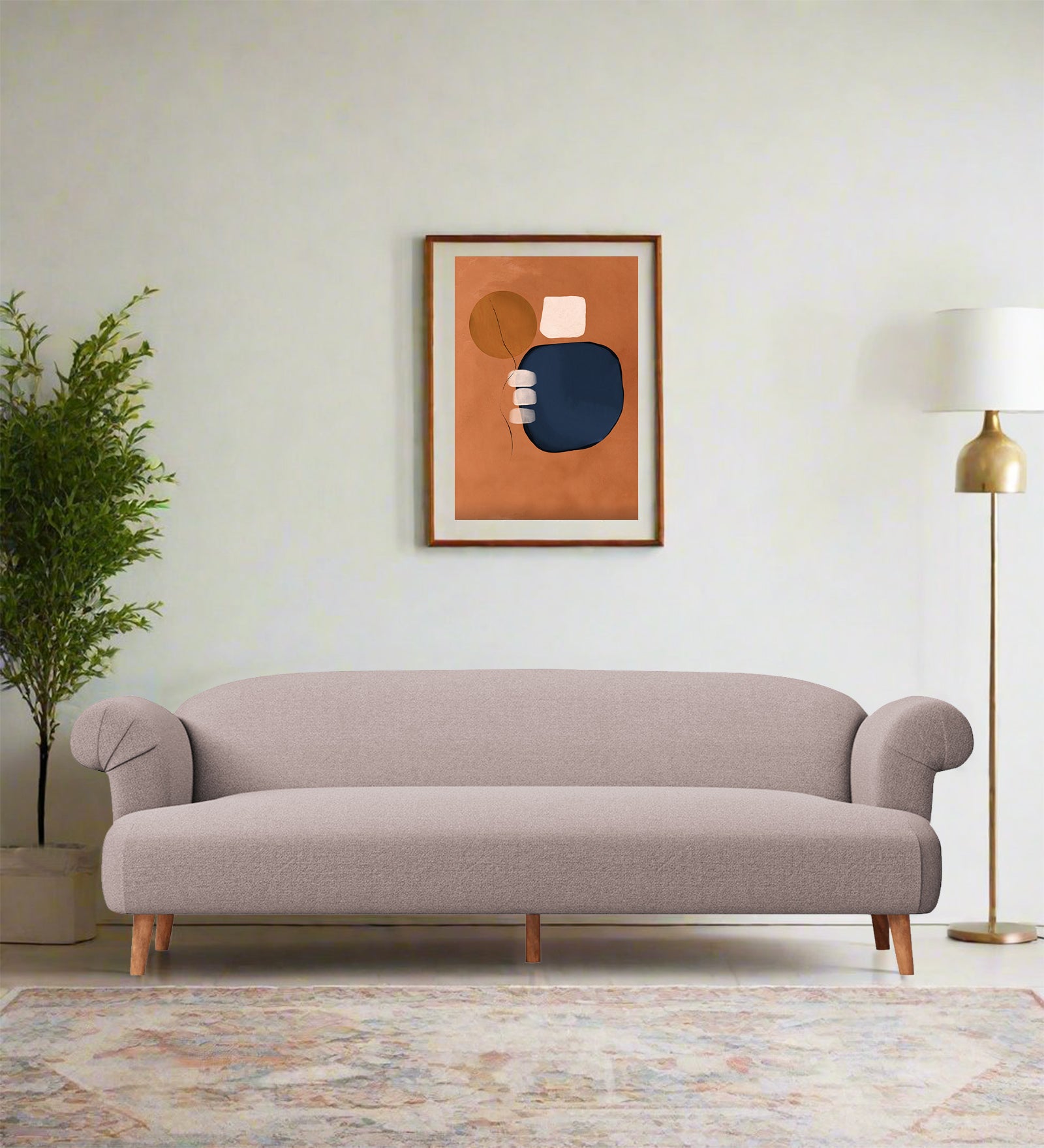 Barber Fabric 3 Seater Sofa In Almond Beige Colour - Febonic Living