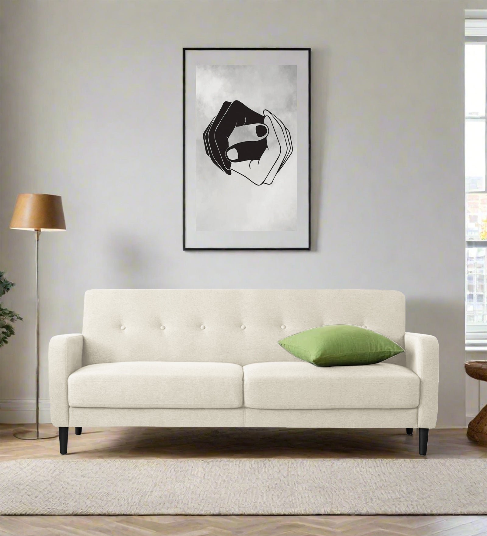 Marq Fabric 3 Seater Sofa In Ivory Cream Colour - Febonic Living