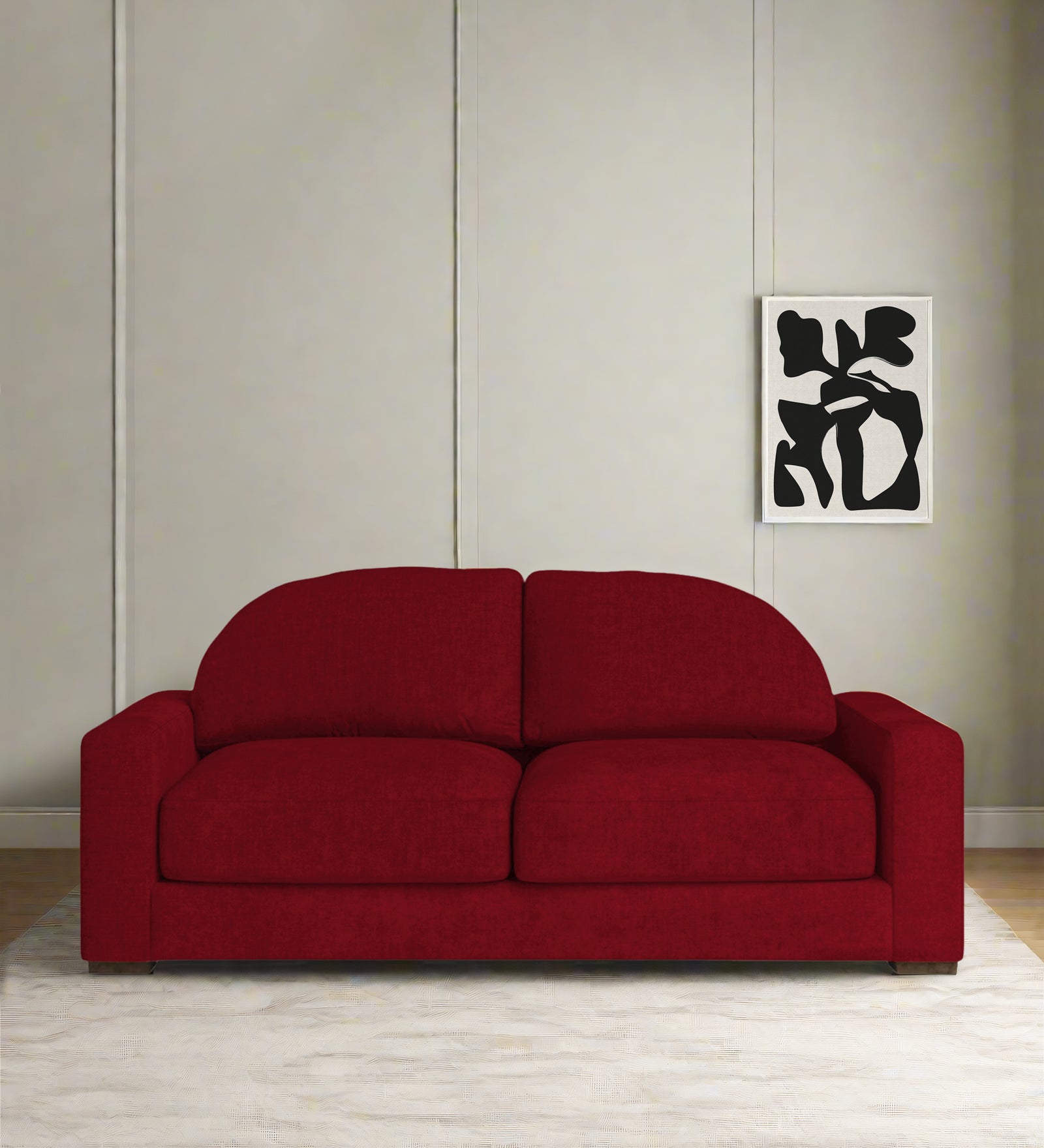 Dara Fabric 2 Seater Sofa In Ruby Red Colour - Febonic Living