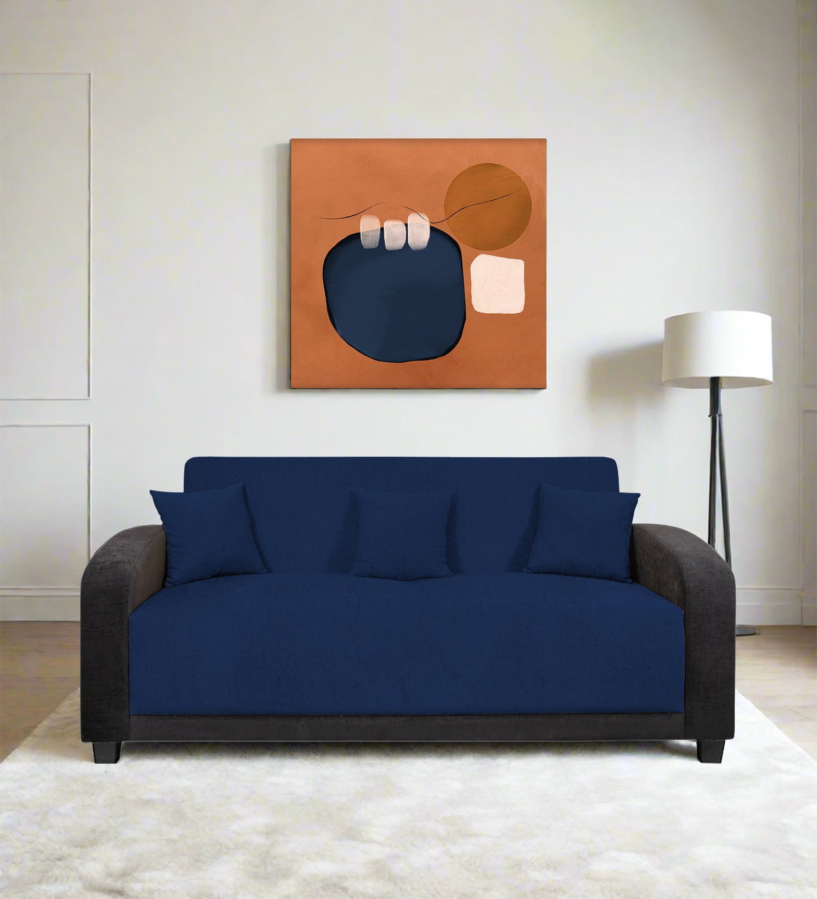 Alex Fabric 3 Seater Sofa In Royal Blue Colour